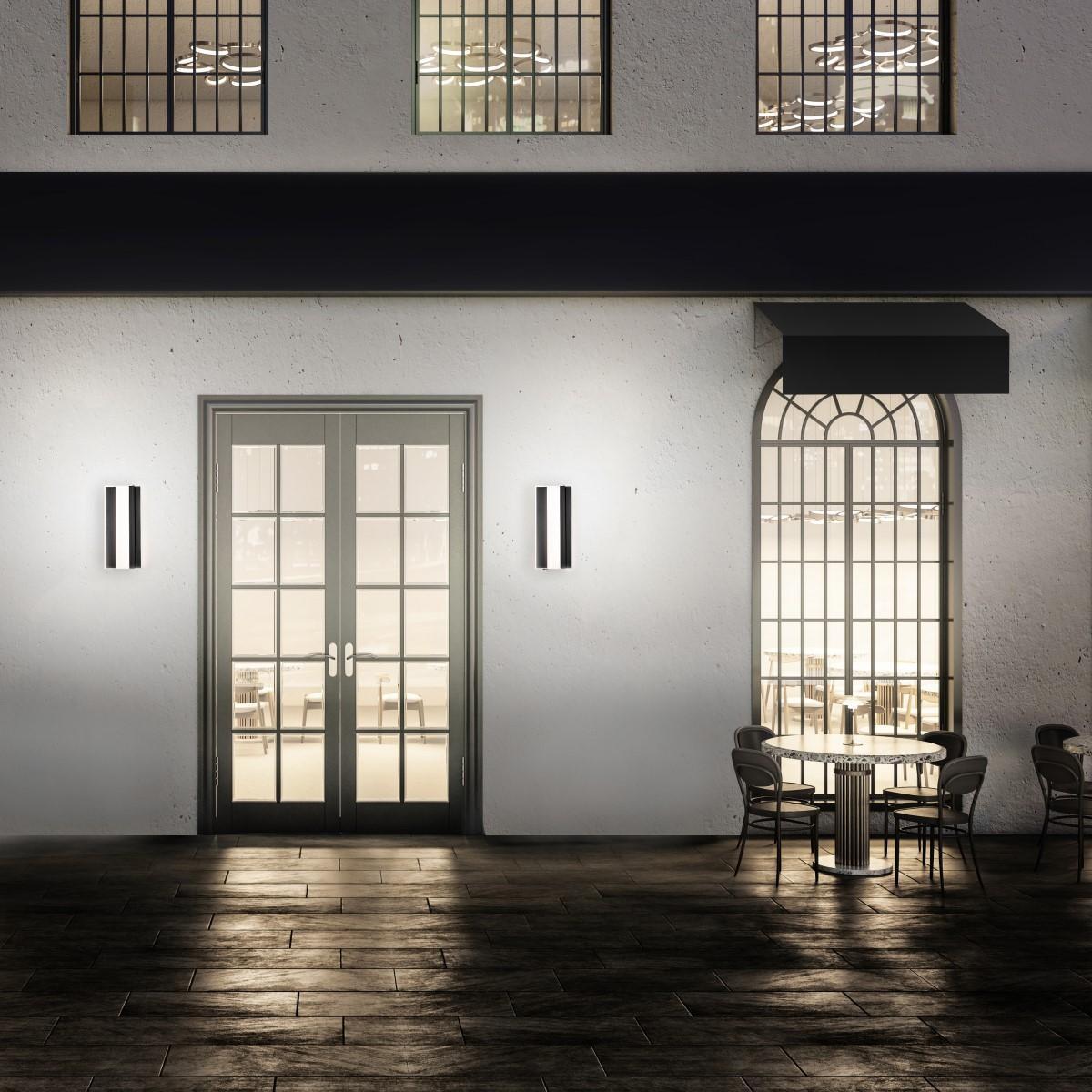 Enigma 27 In. LED Outdoor Wall Sconce Black Finish - Bees Lighting