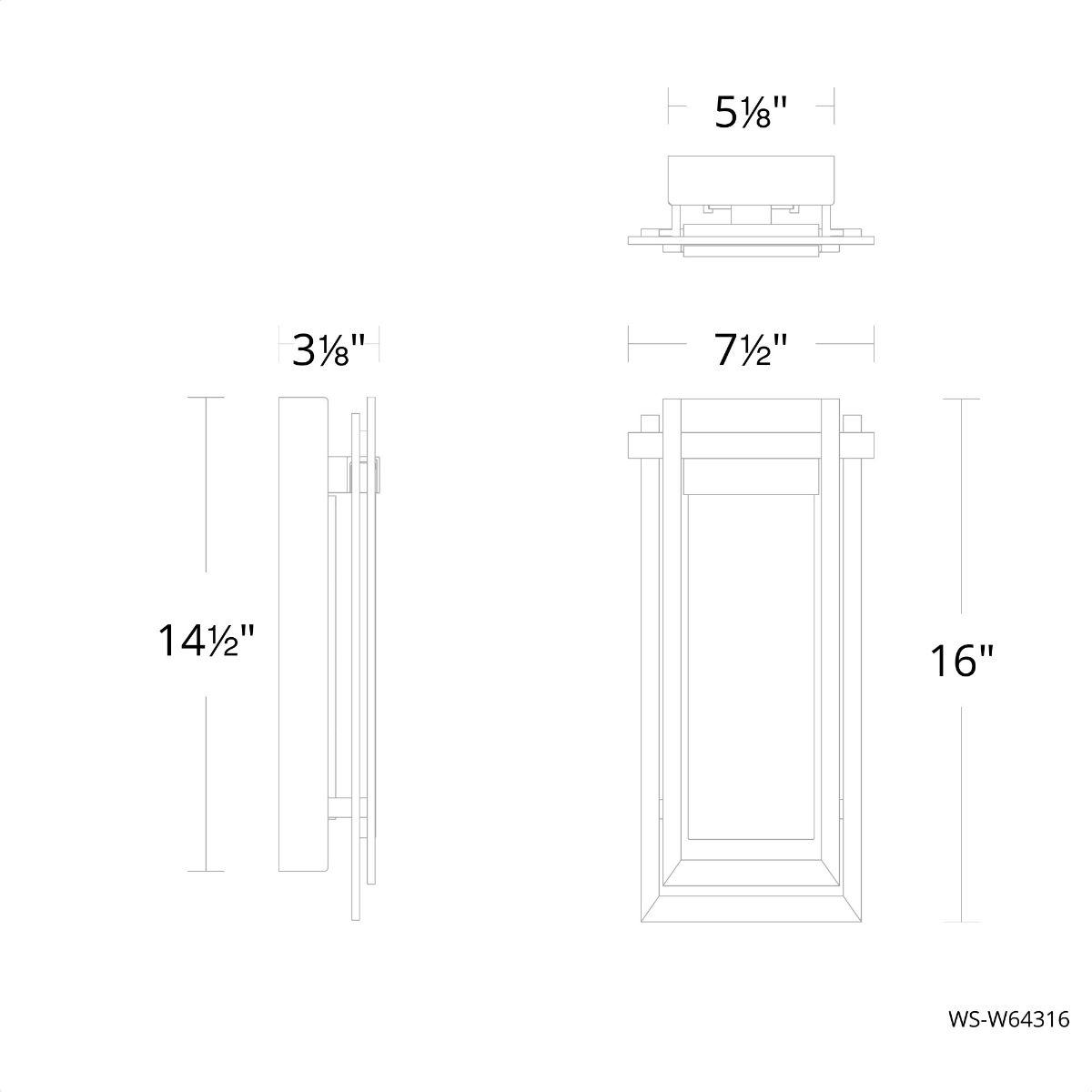 Haze 16 In. LED Outdoor Wall Sconce Black Finish