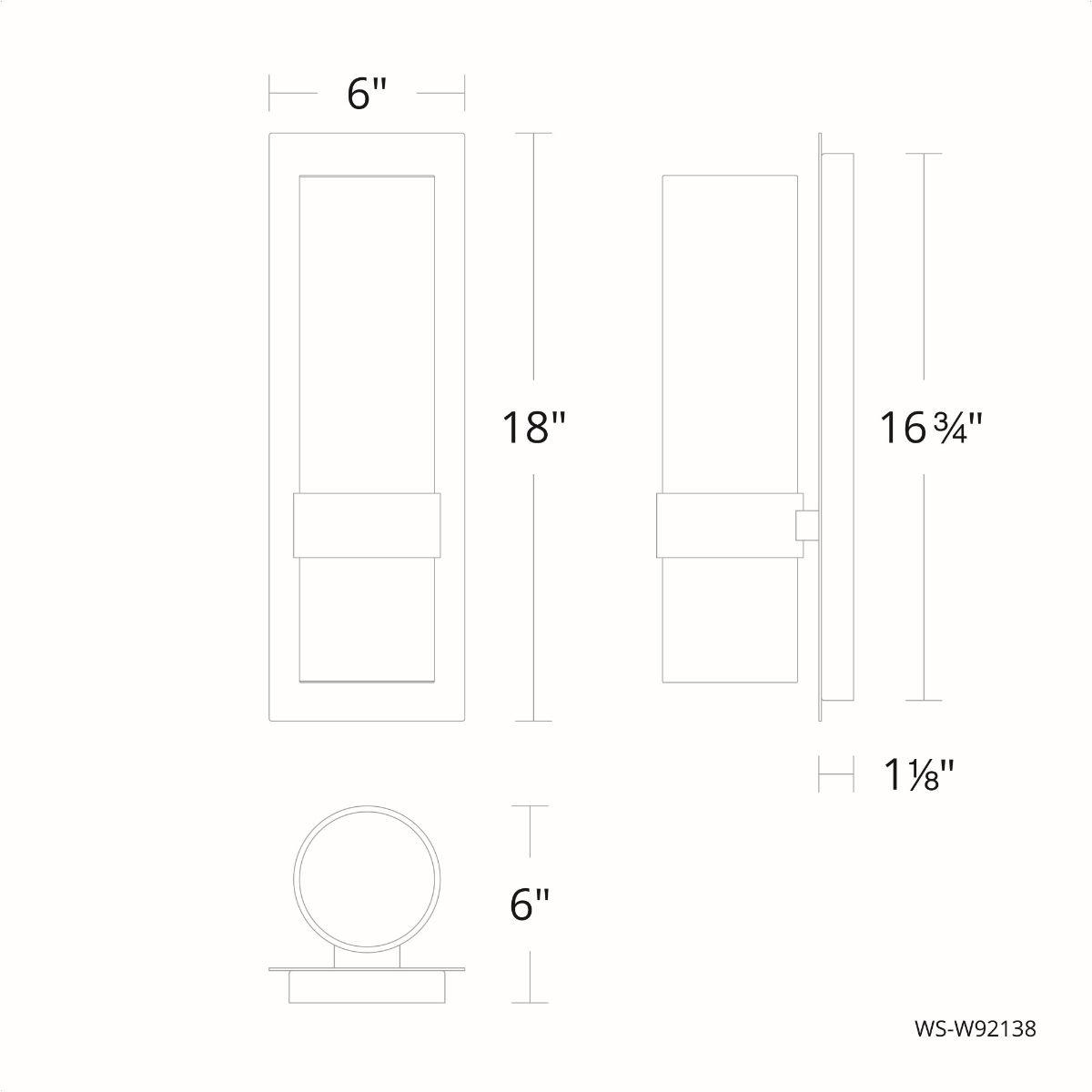 Beacon 18 In. LED Outdoor Wall Sconce Black Finish