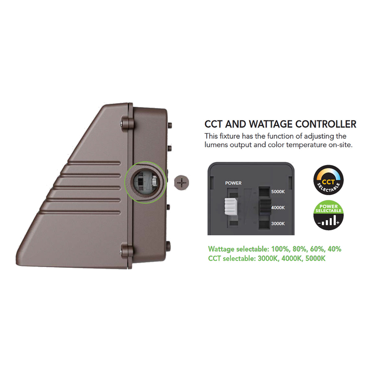 LED Cutoff Wall Pack, 125W, 19000 Lm, 30K/40K/50K, 120-277V - Bees Lighting