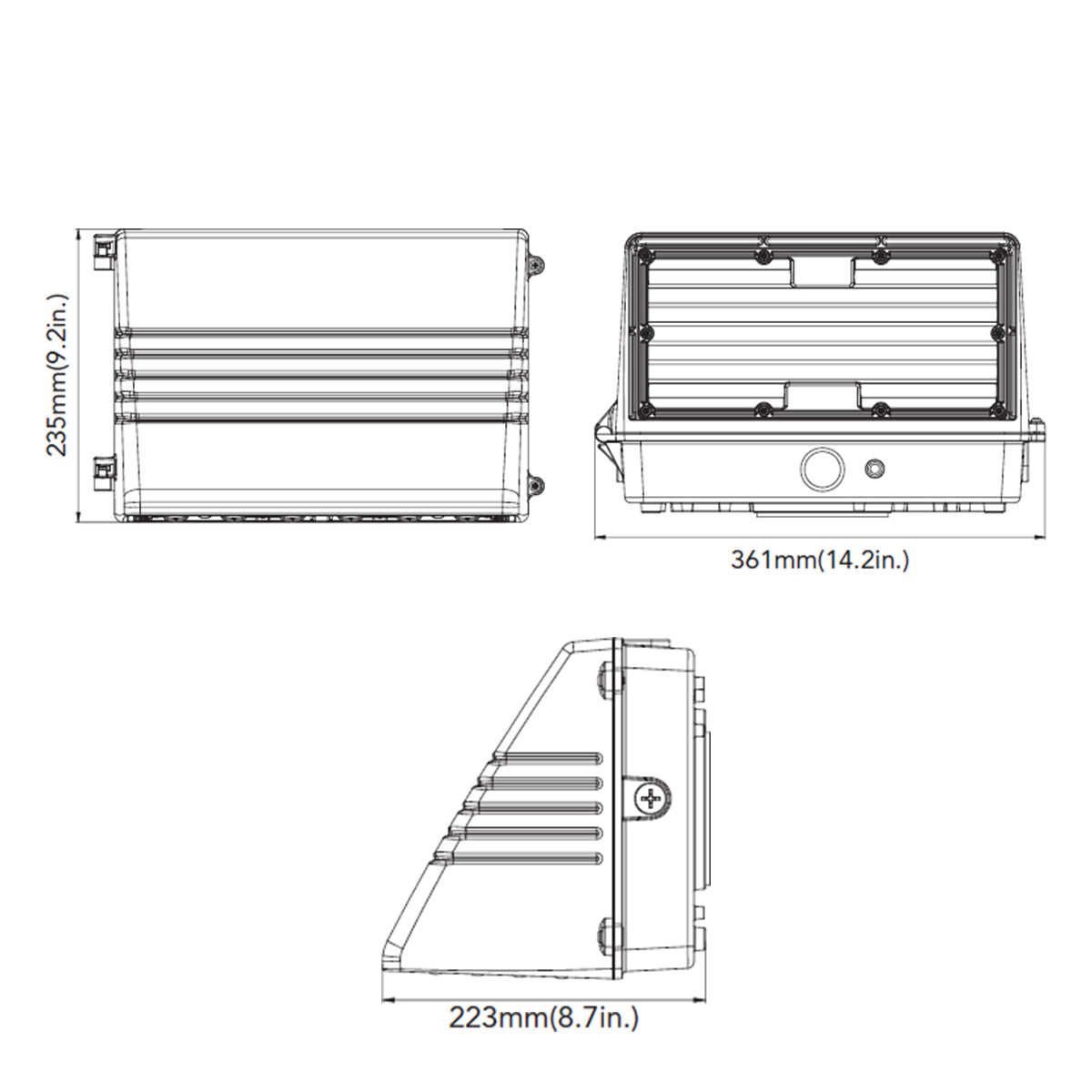 LED Cutoff Wall Pack, 50-125W, 19000 Lm, 30K/40K/50K, On/Off Photocell, 120-277V, Bronze - Bees Lighting