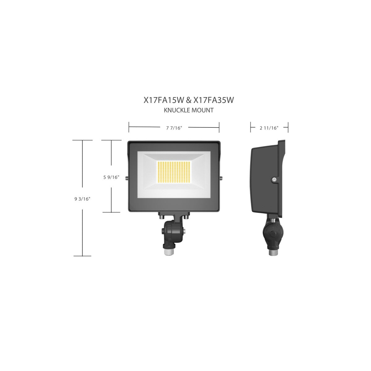 LED Flood Light, 35 Watts, 5000 Lumens, 30K/40K/50K, Knuckle Mount, Bronze, 120-277V - Bees Lighting