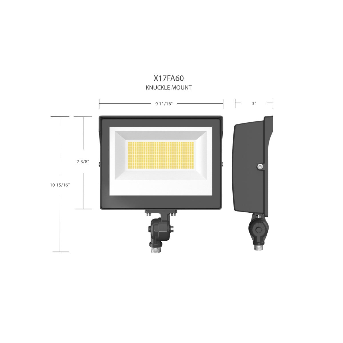 LED Flood Light, 60 Watts, 8300 Lumens, 30K/40K/50K, Knuckle Mount, White, 120-277V - Bees Lighting