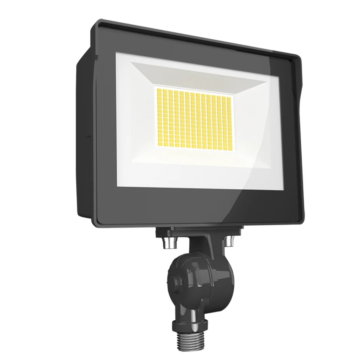 LED Flood Light With Photocell, 60 Watts, 8300 Lumens, 30K/40K/50K, 120-277V, Knockle Mount, Bronze - Bees Lighting