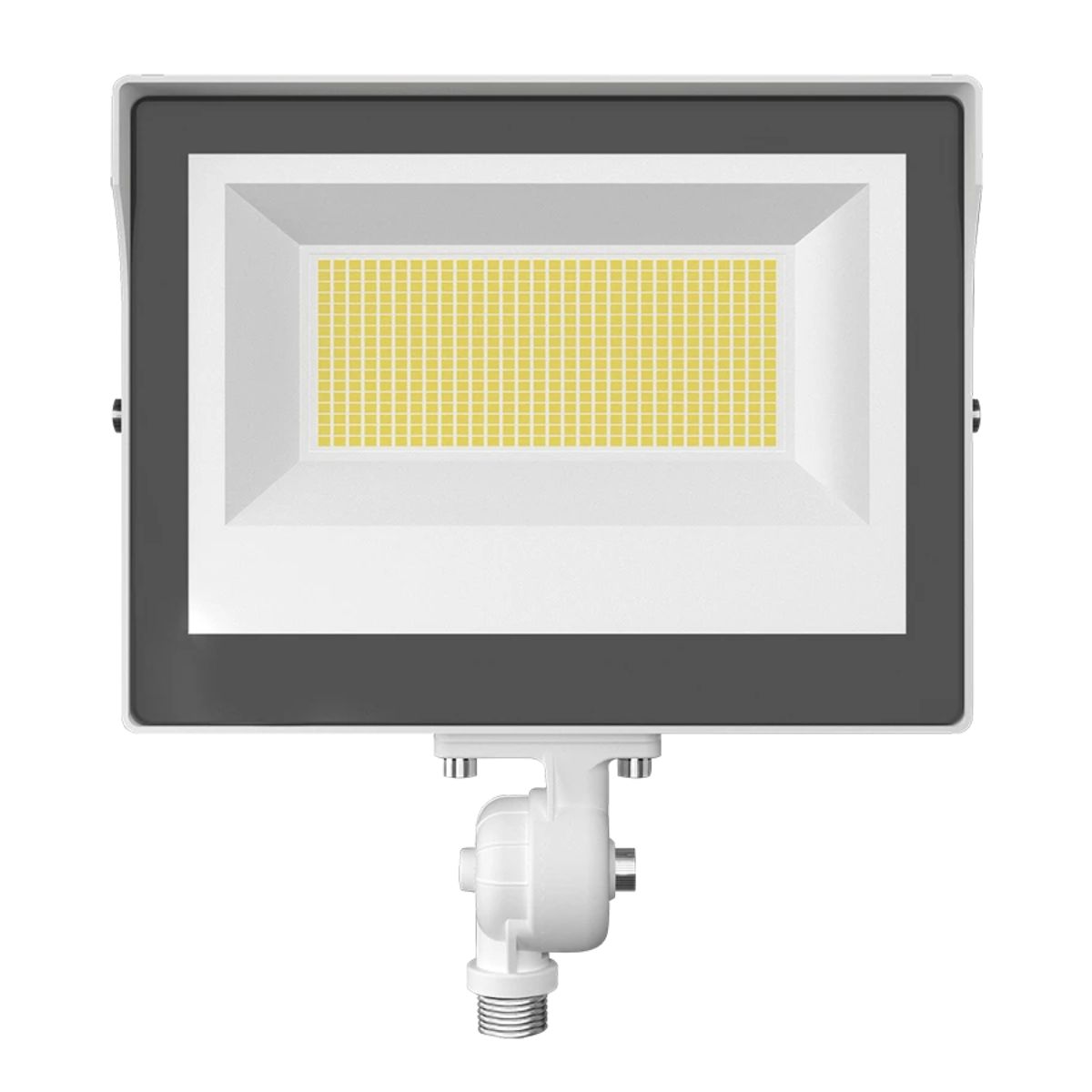 LED Flood Light, 80 Watts, 11500 Lumens, 30K/40K/50K, Knuckle Mount, White, 120-277V - Bees Lighting