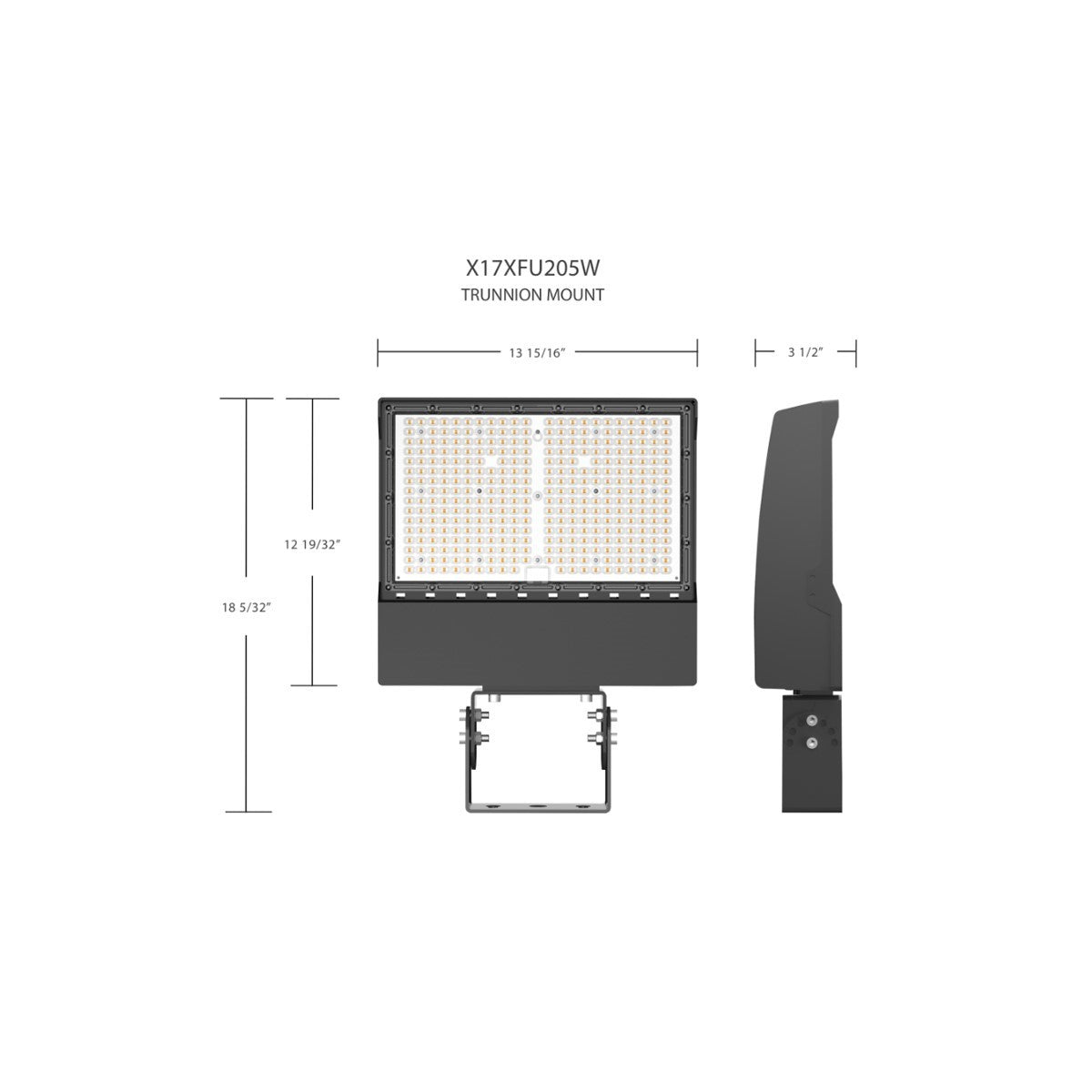 LED Flood Light, 205W, 30000 Lumens, 30K/40K/50K, Trunnion, 120-277V - Bees Lighting