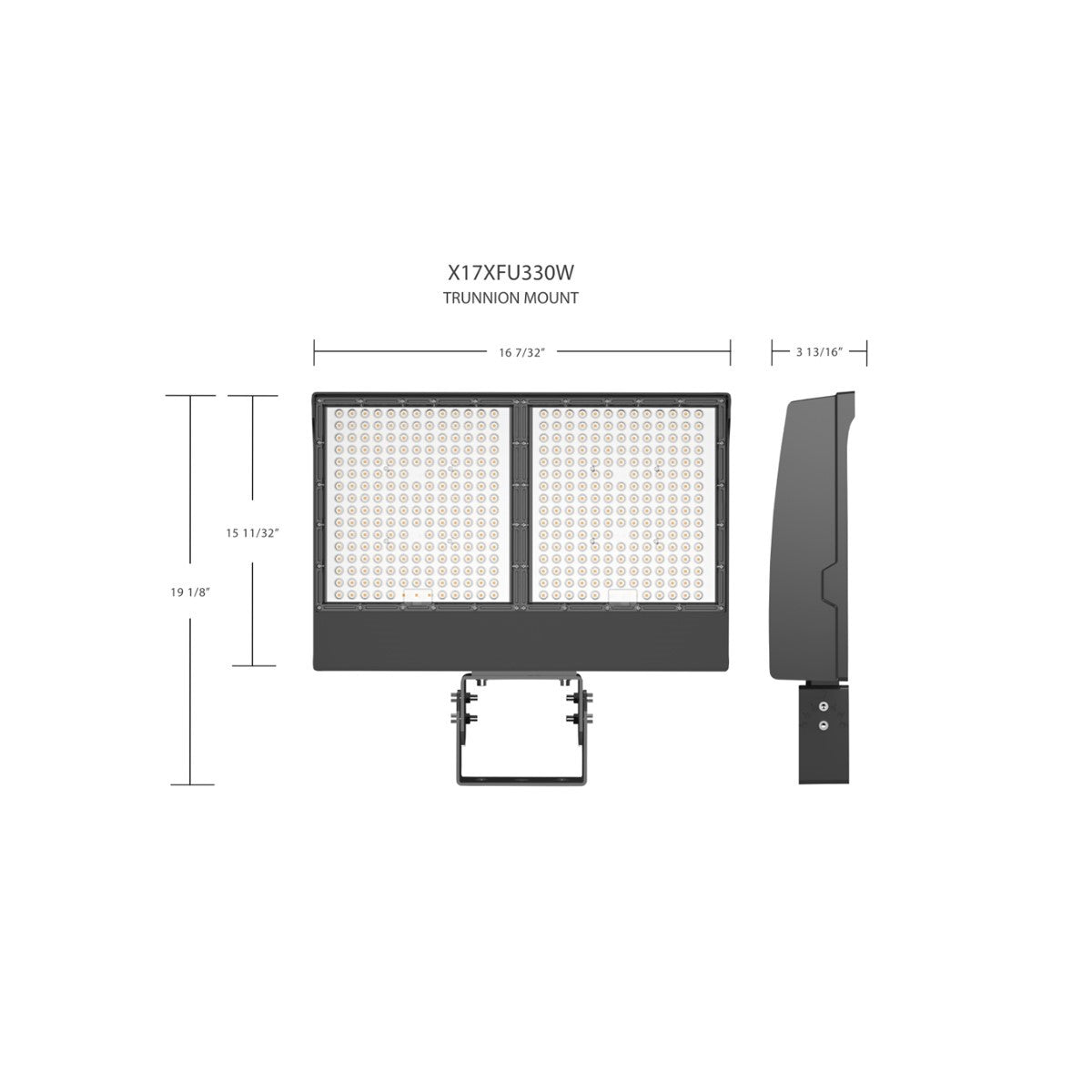 LED Flood Light, 330W, 50000 Lumens, 30K/40K/50K, Trunnion, 120-277V - Bees Lighting