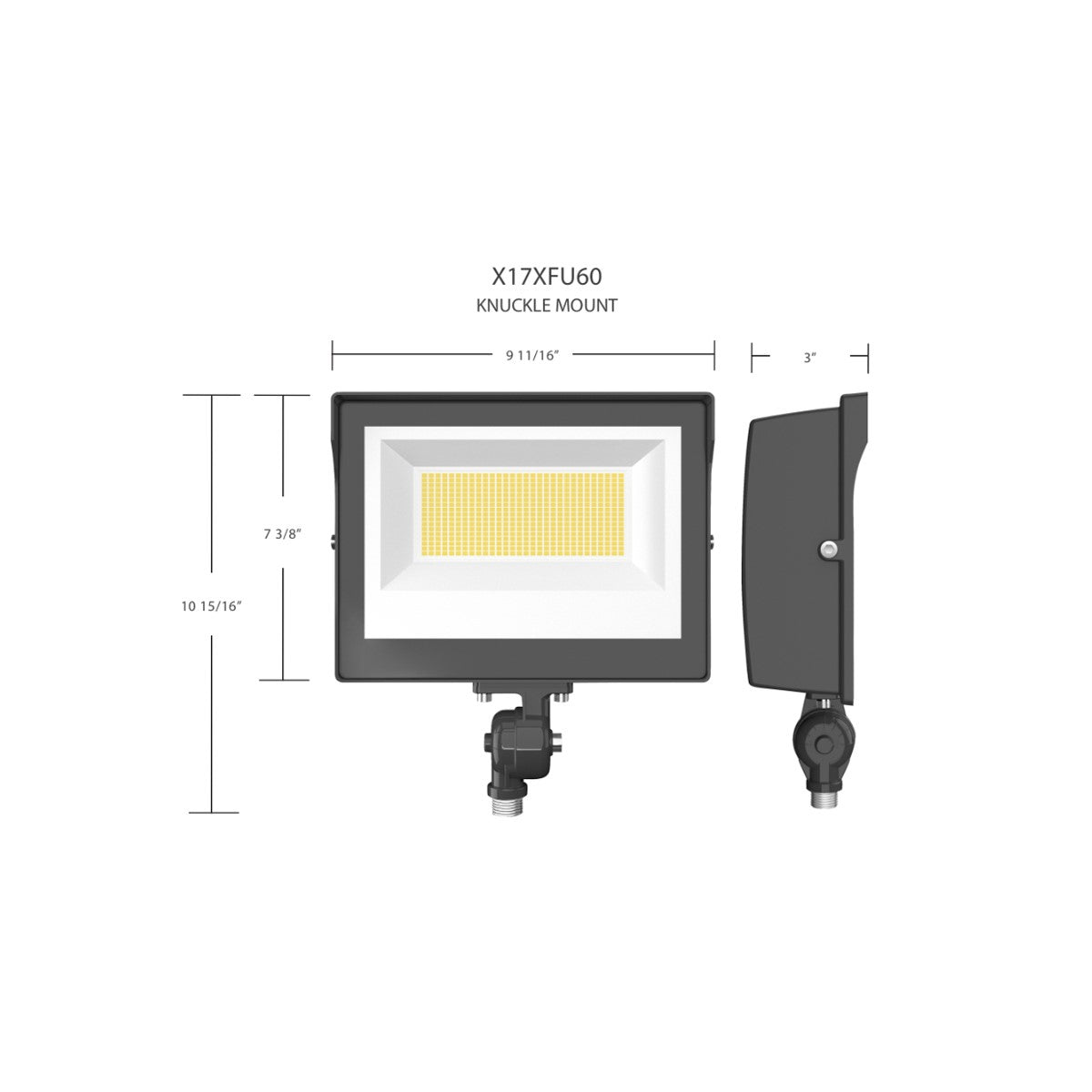 LED Flood Light, 20/50/60W, 8300 Lumens, 30K/40K/50K, Knuckle Mount, White, 120-277V - Bees Lighting