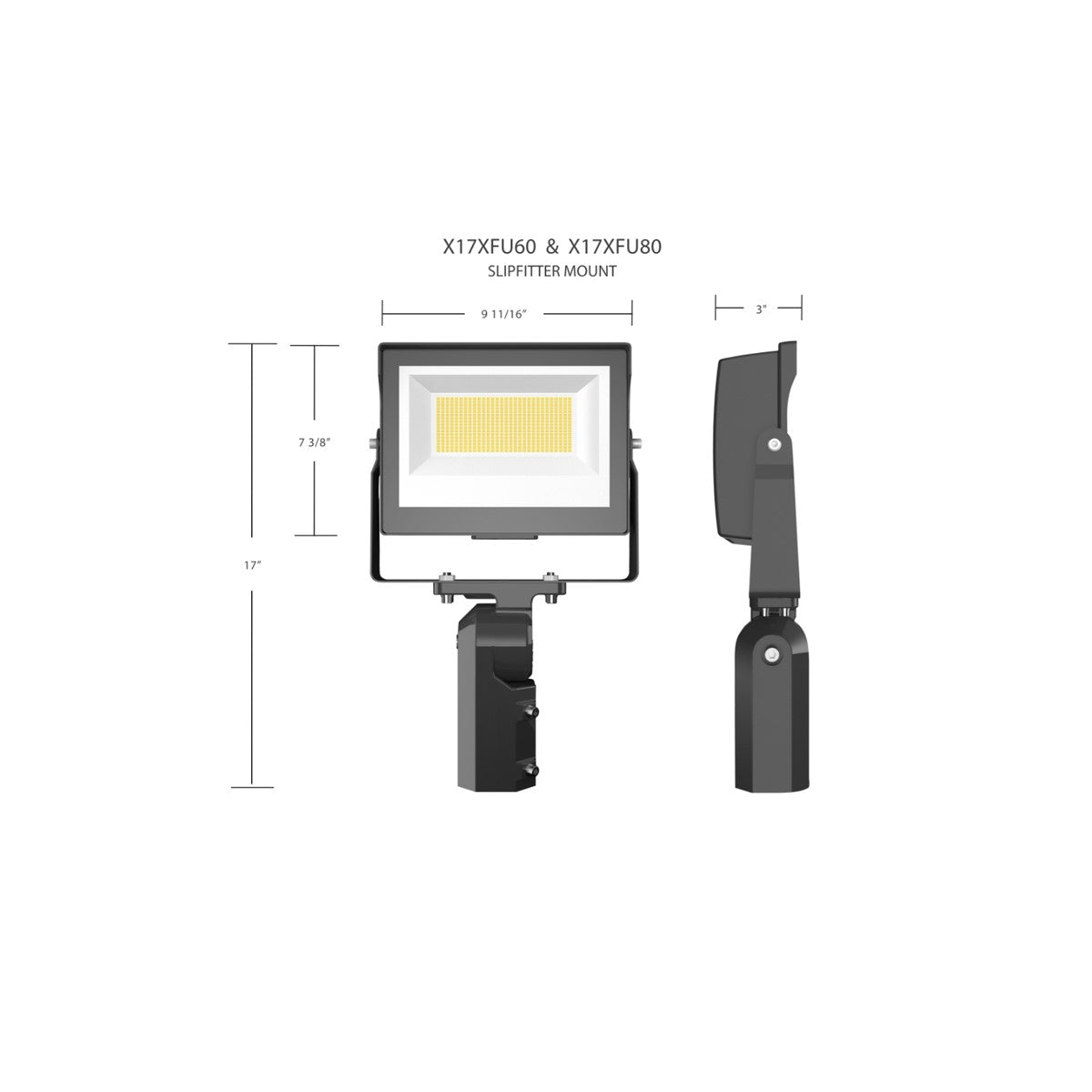 LED Flood Light, 80W, 11500 Lumens, 30K/40K/50K, Slipfitter, White, 120-277V - Bees Lighting