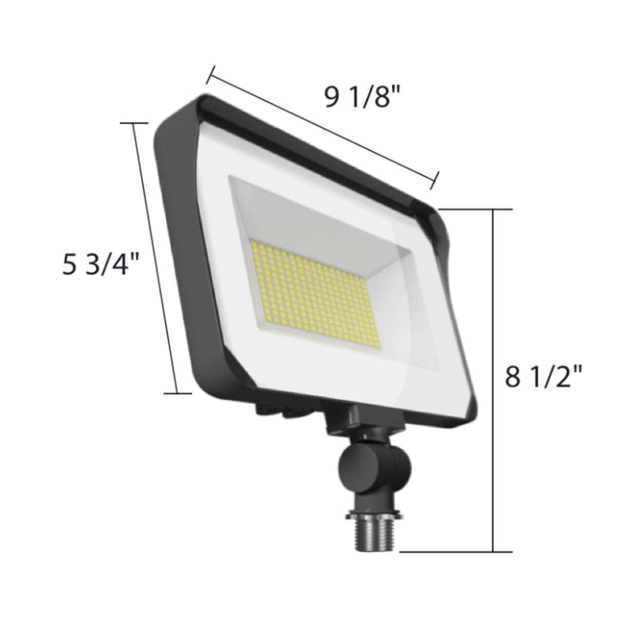 LED Flood Light, 65W, 10000 Lumens, 30K/40K/50K, 120-277V, Knuckle, Bronze - Bees Lighting