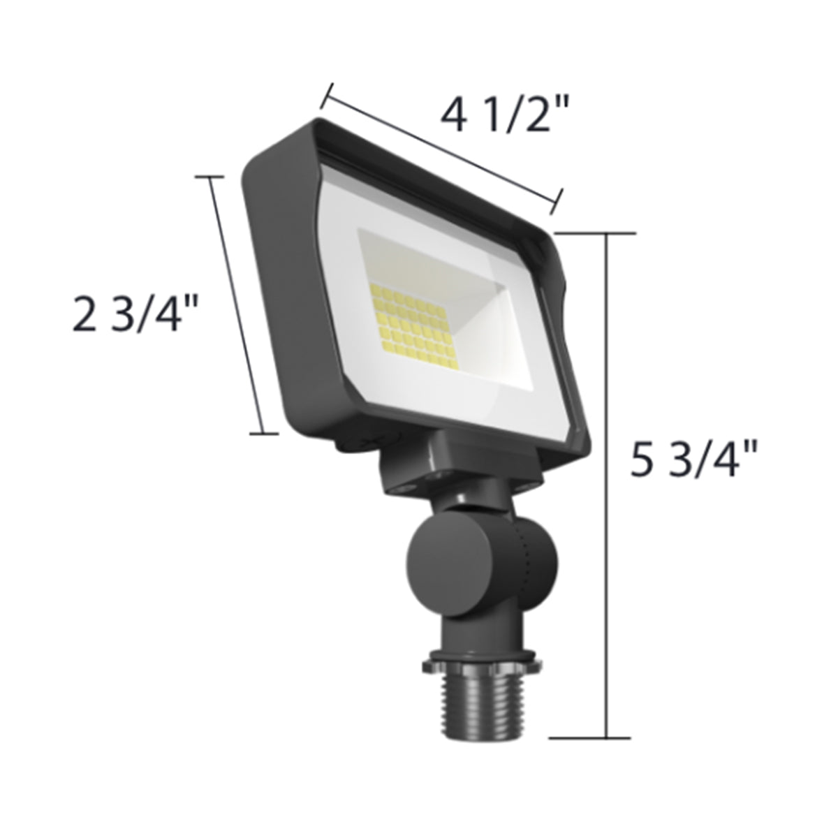 LED Flood Light, 16W, 2500 Lumens, 30K/40K/50K, 120-277V, Knuckle, Bronze - Bees Lighting