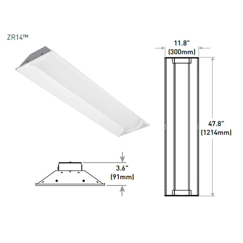 1 x 4 Center Basket LED Troffer Light, 4000 Lumens, 3500K, 120/277V - Bees Lighting