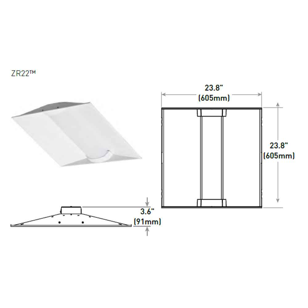 2 x 2 Center Basket LED Troffer Light, 3000 Lumens, 120/277V - Bees Lighting