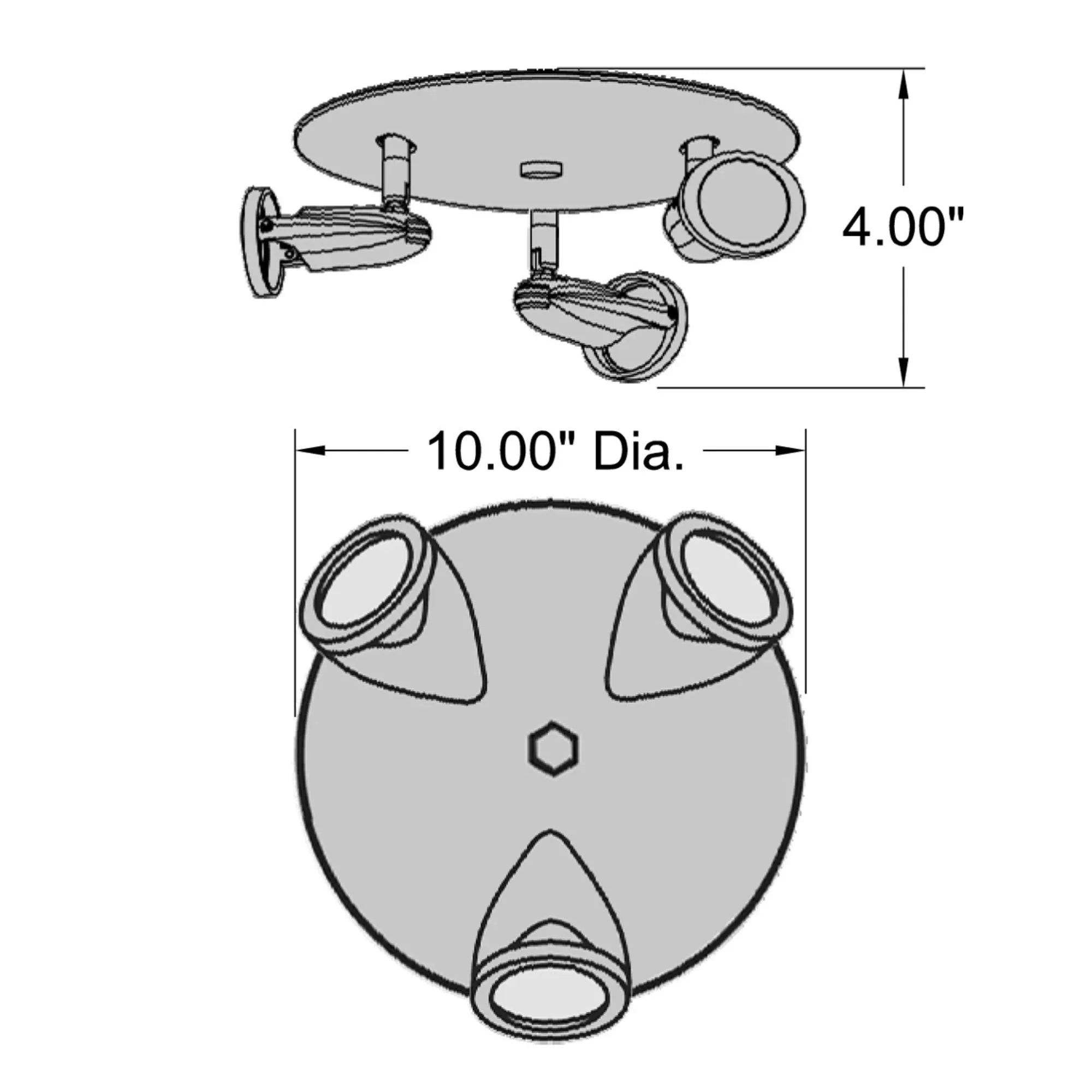Cobra 10" 3-Light Spotlight Cluster, Brushed Steel Finish