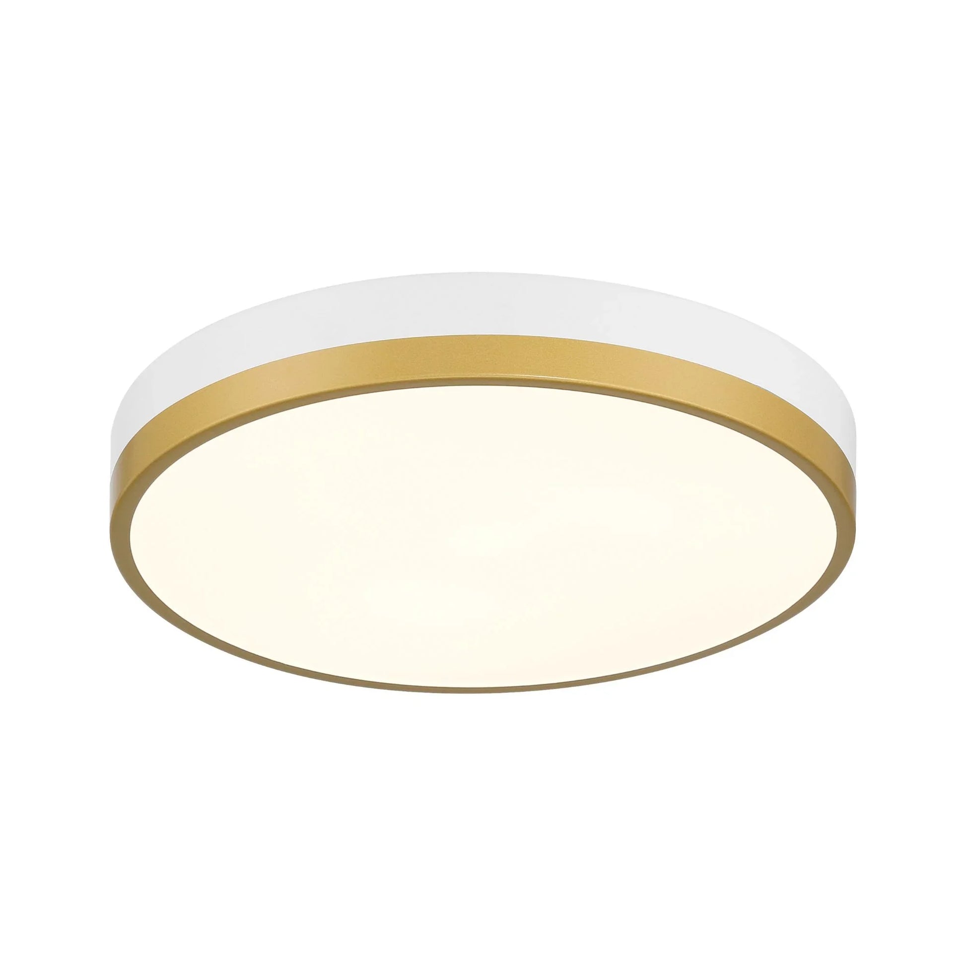 Access Lighting - Coco 15" LED Flush Mount, White / Antique Brushed Brass Finish | Bees Lighting