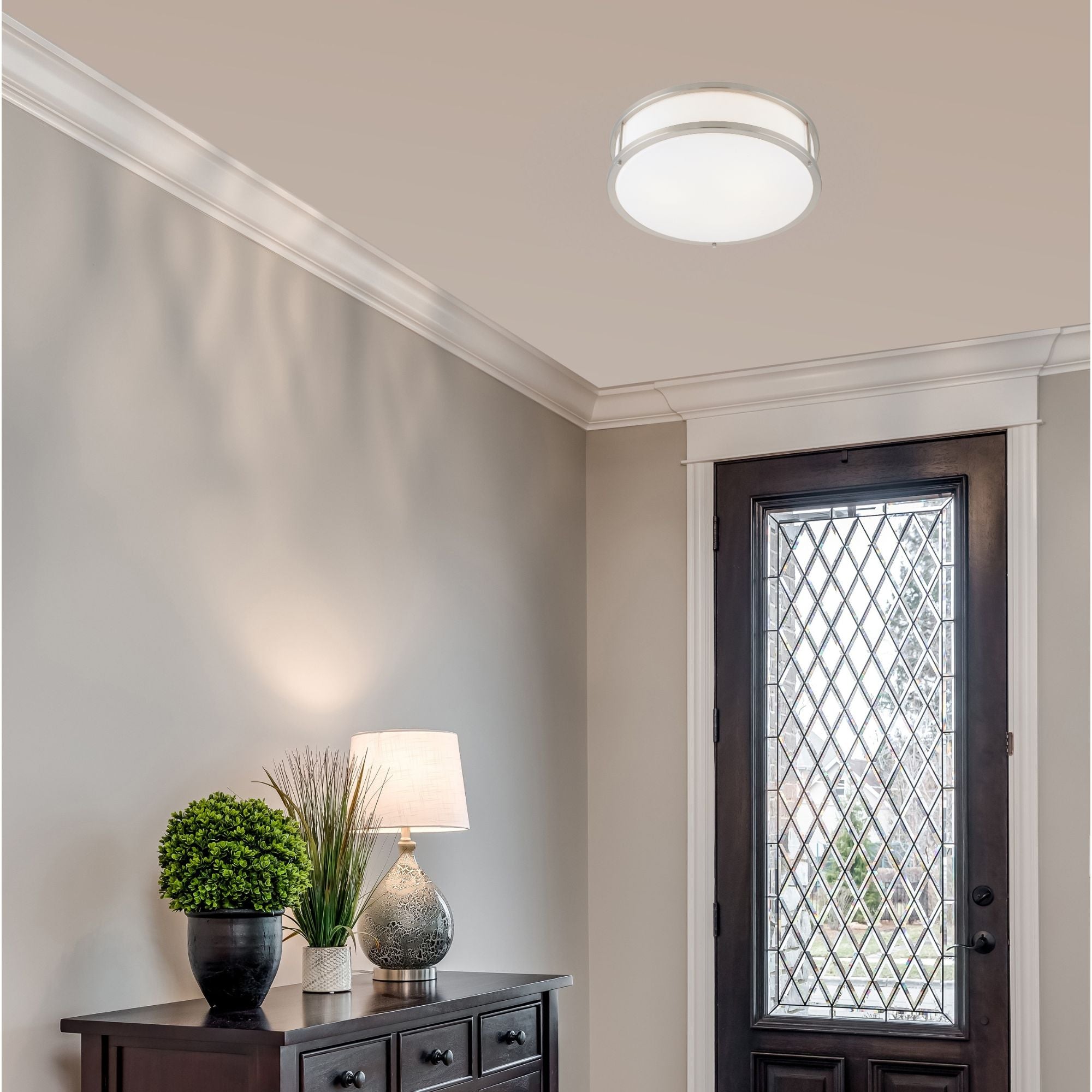Conga 16" LED Flush Mount, Brushed Steel Finish