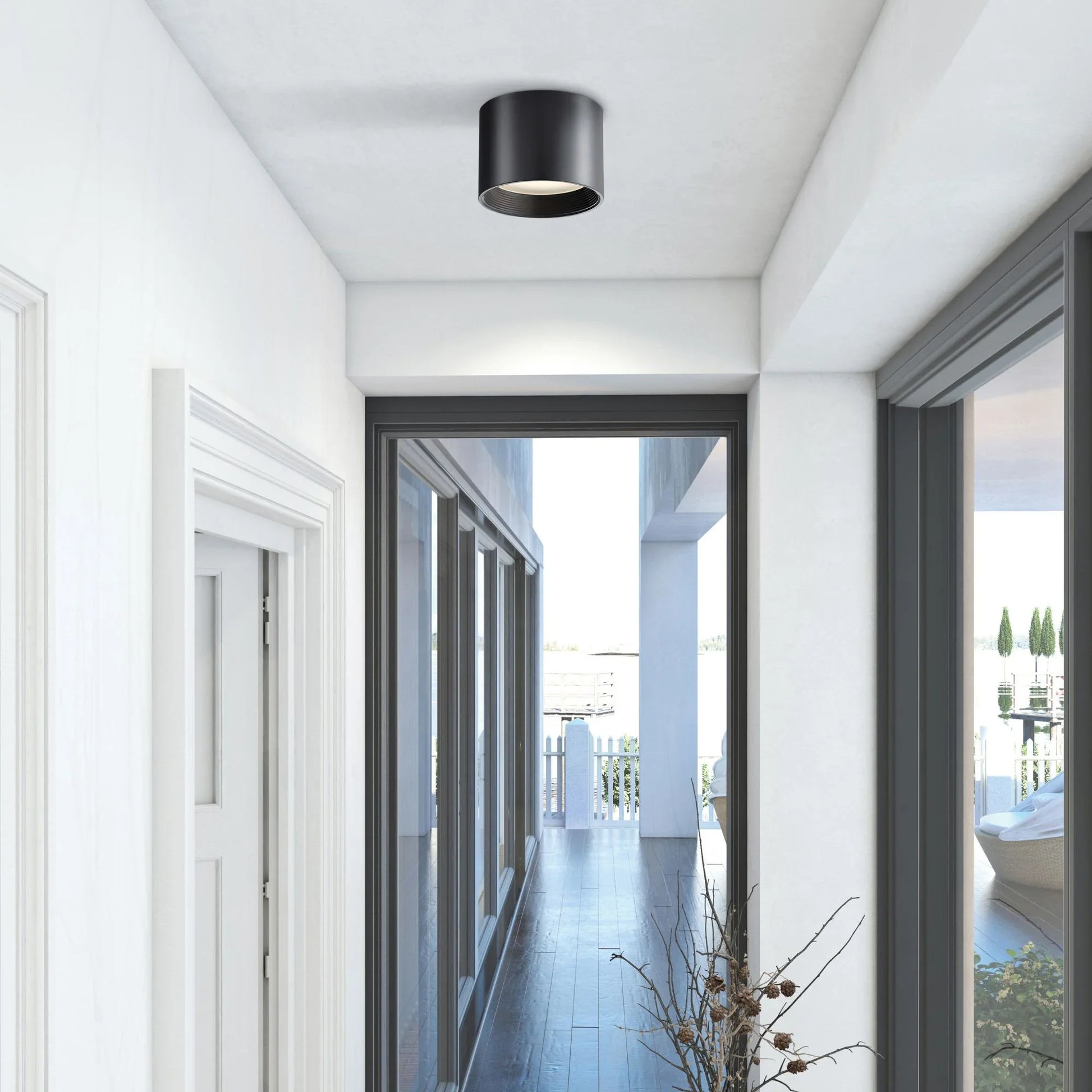 Access Lighting - Reel 8" LED Flush Mount, Black Finish | Bees Lighting