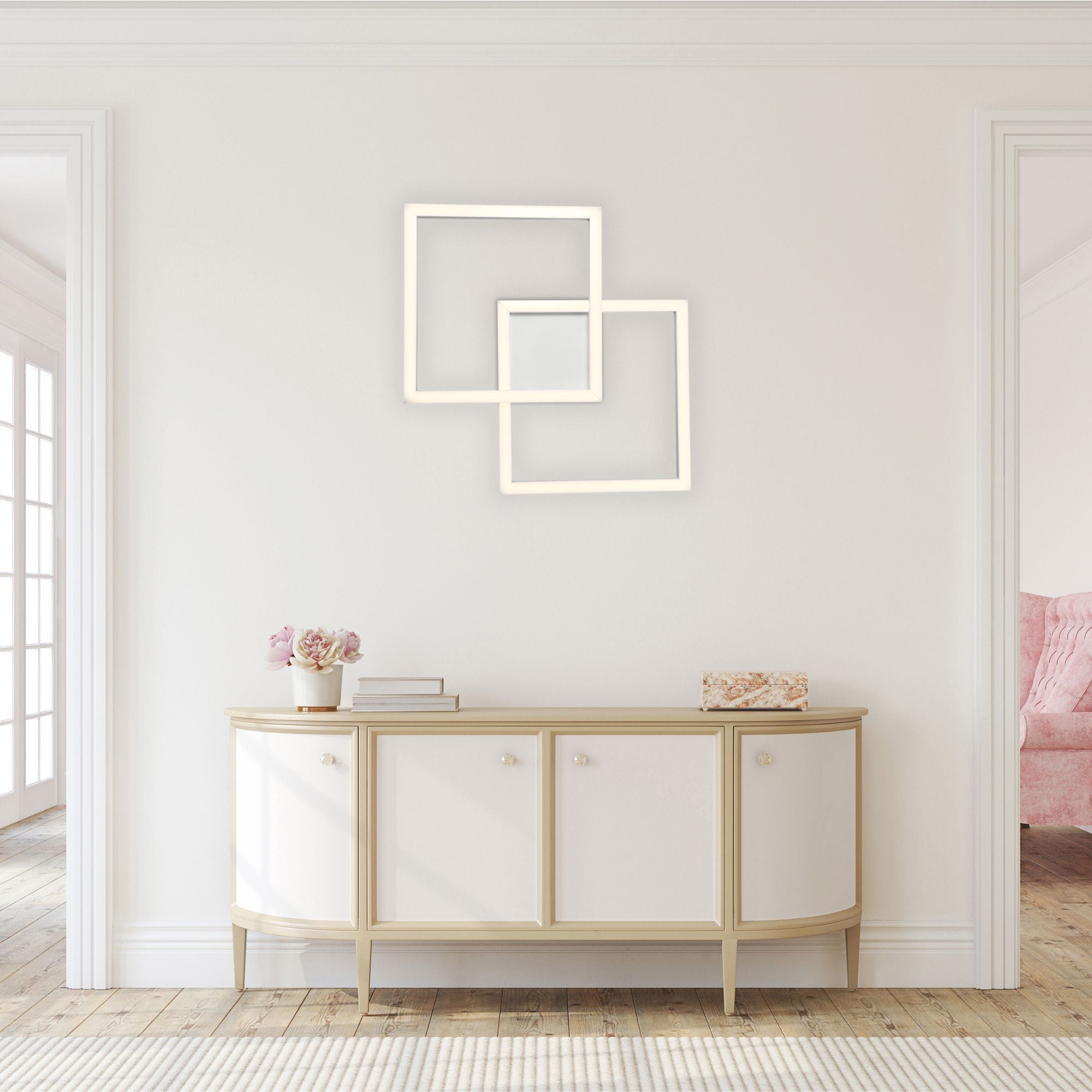 Squared 19" LED Outdoor Wall Sconce, White Finish