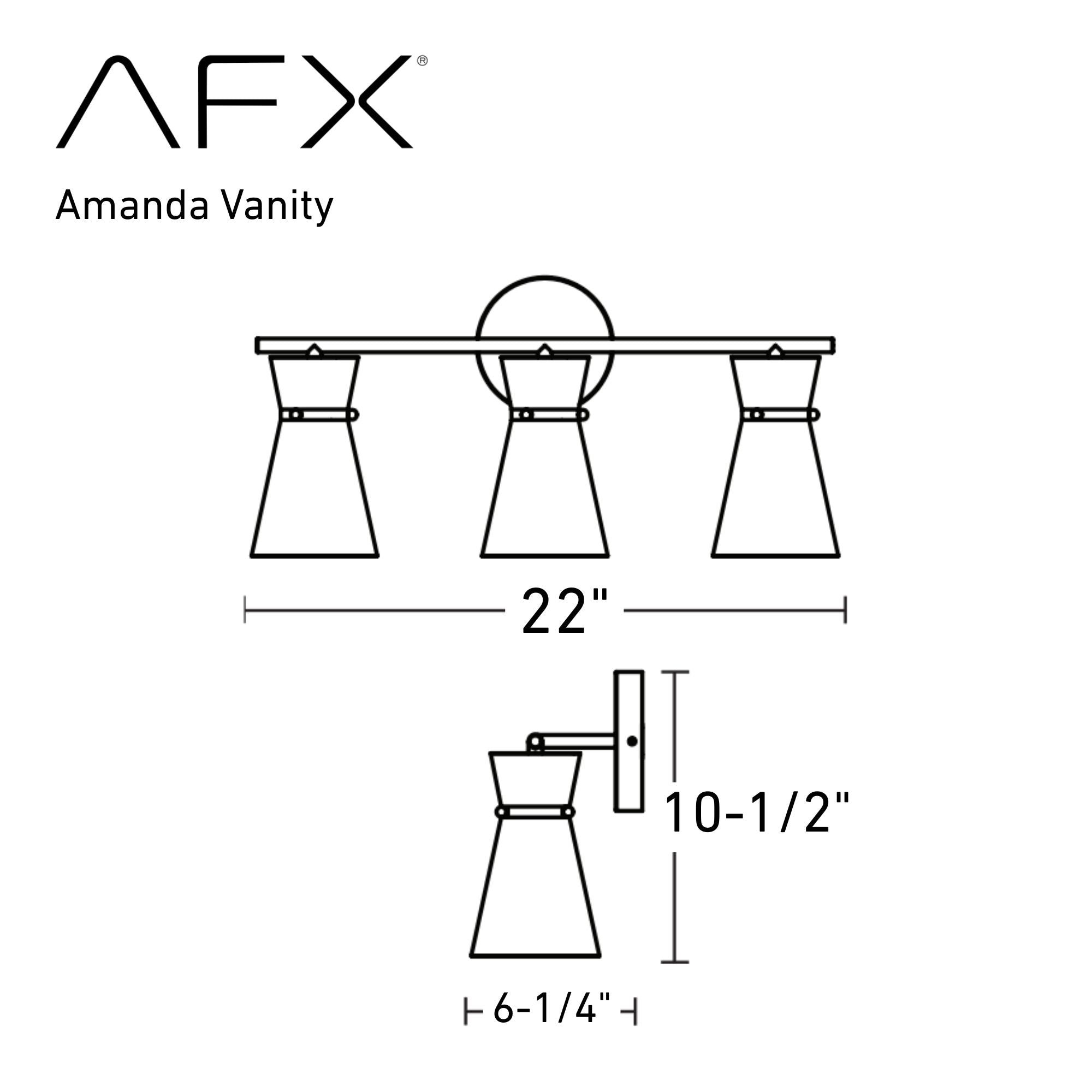 Amanda 22 in. 3 lights Vanity Light Polished Chrome finish - Bees Lighting