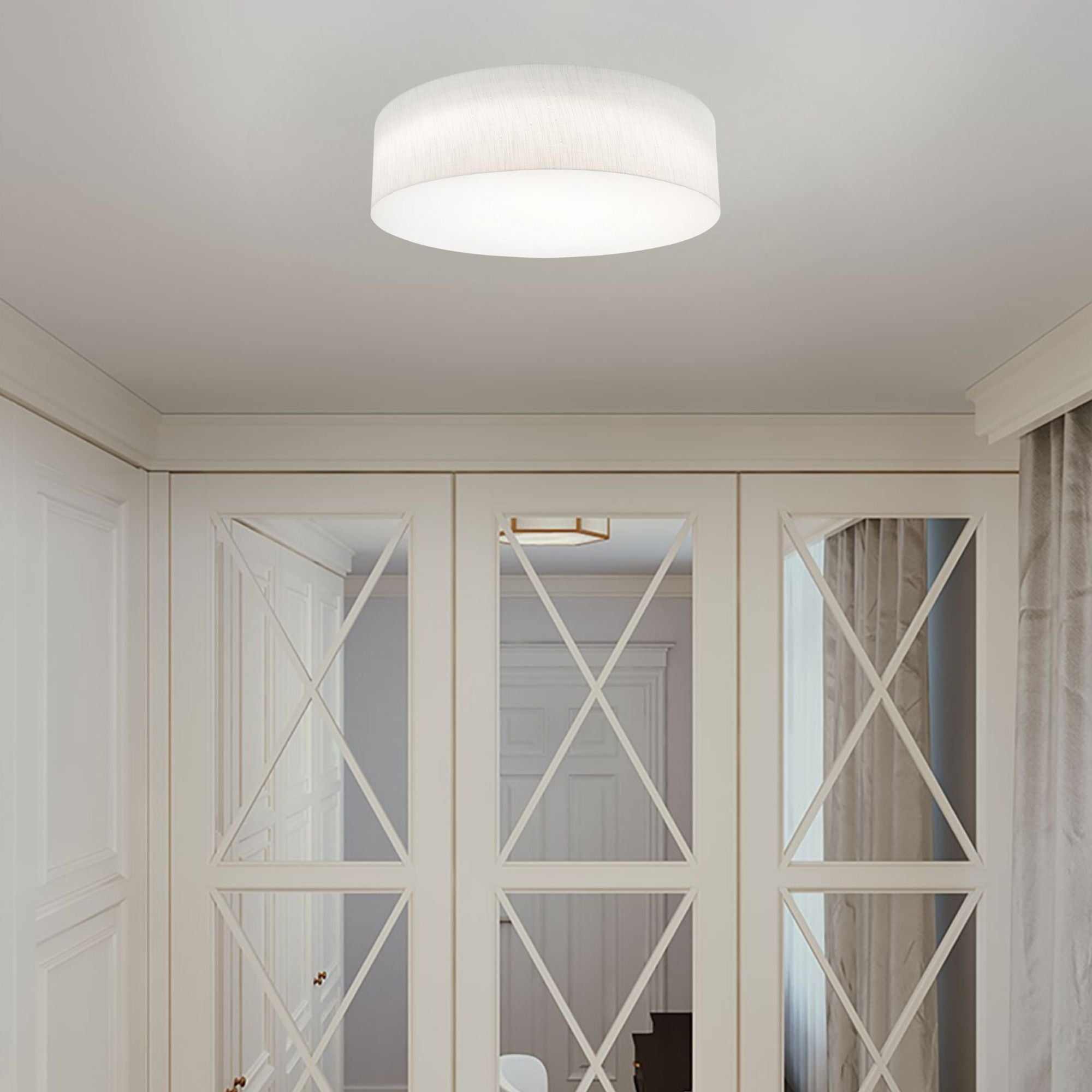Anton 24" 3-Light Flush Mount, Linen White Finish