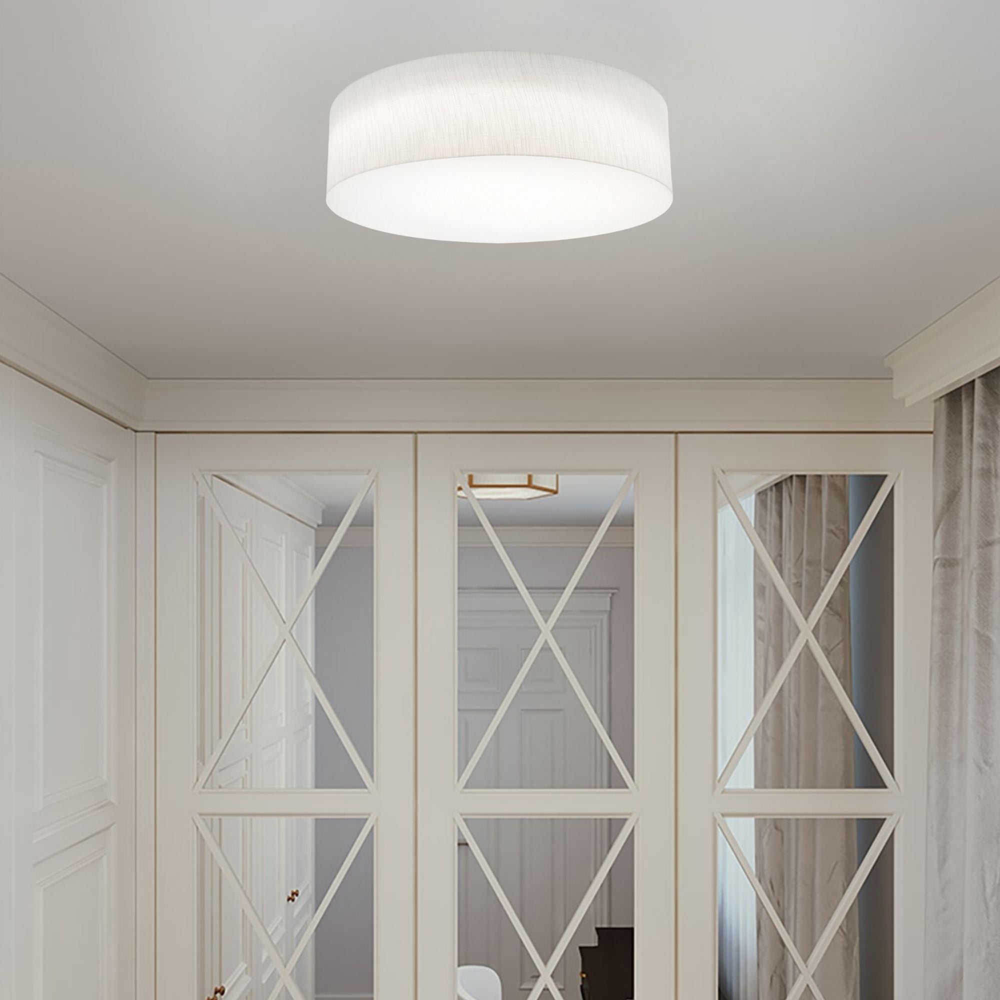 Anton 30" 4-Light Flush Mount, Linen White Finish