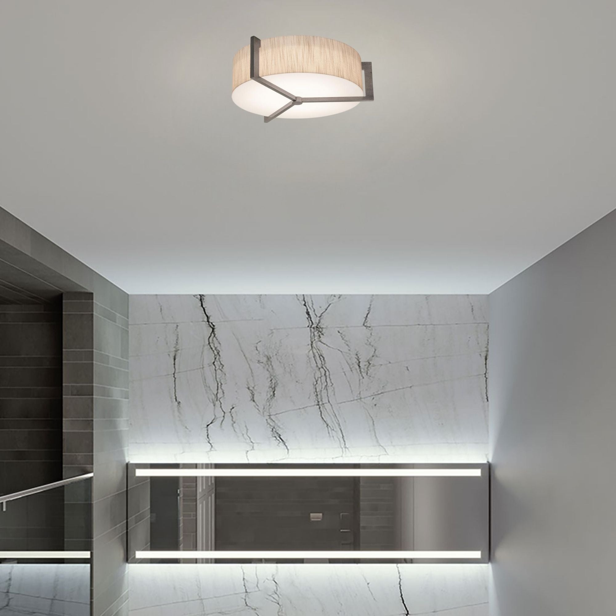 Apex 14" LED Flush Mount, Jute/Weathered Grey Finish
