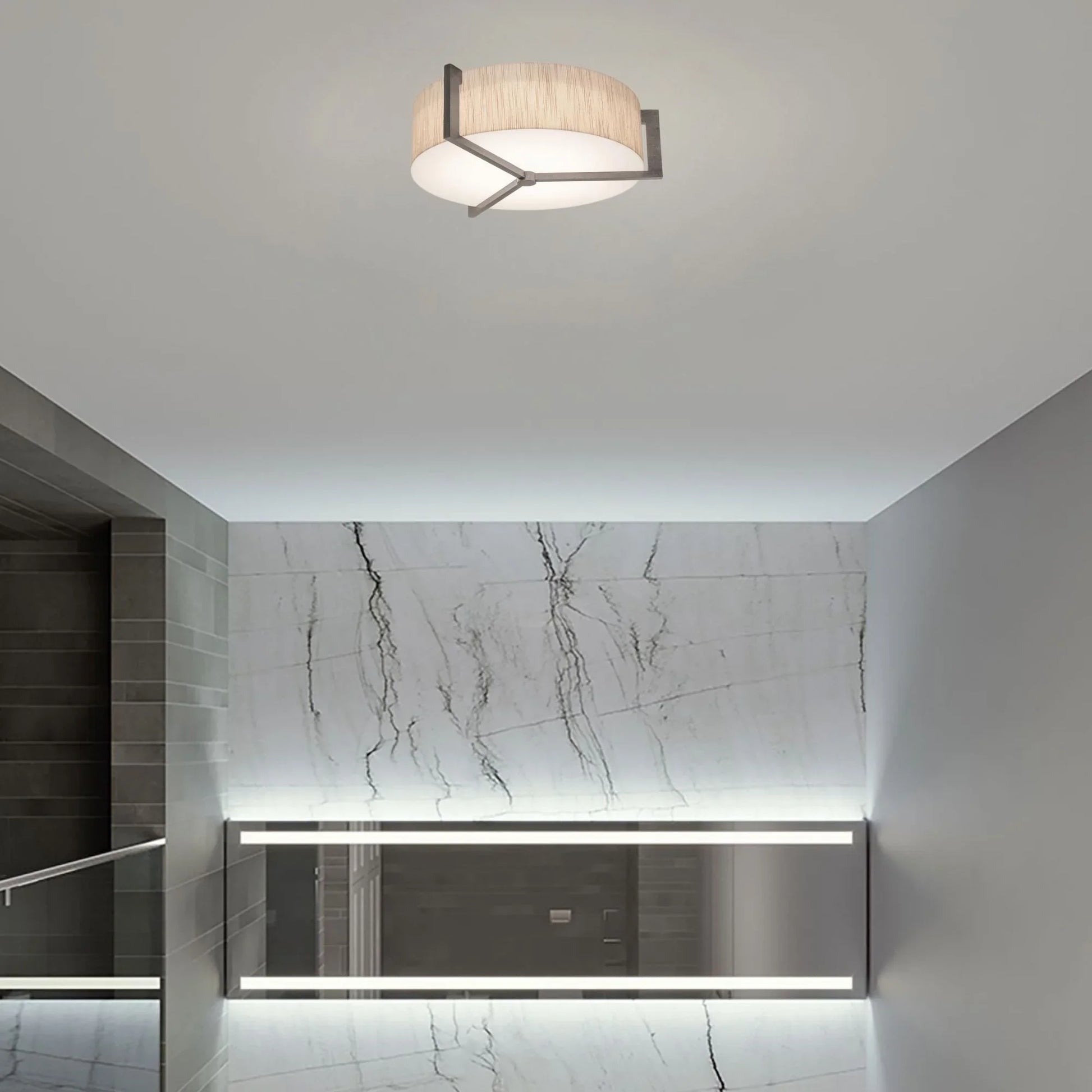 AFX Lighting - Apex 14" 2-Light Flush Mount, Jute/Weathered Grey Finish | Bees Lighting