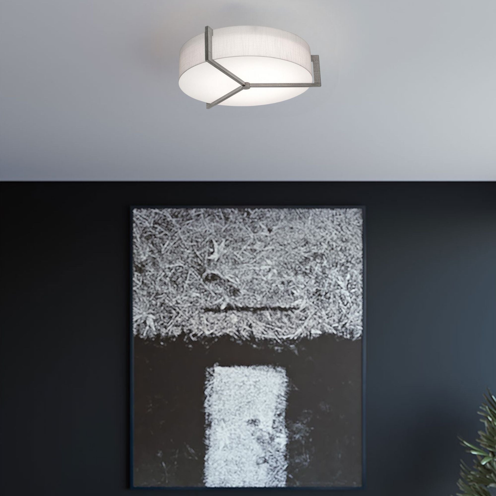 Apex 17" LED Flush Mount, Linen White/Grey Finish
