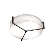 Apex 17" 3-Light Flush Mount, Linen White/Espresso Finish