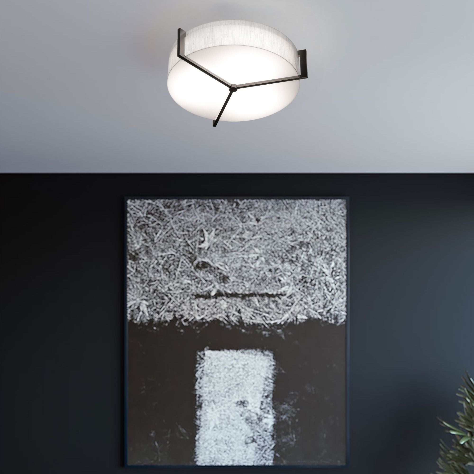 Apex 21" 3-Light Flush Mount, Linen White/Espresso Finish