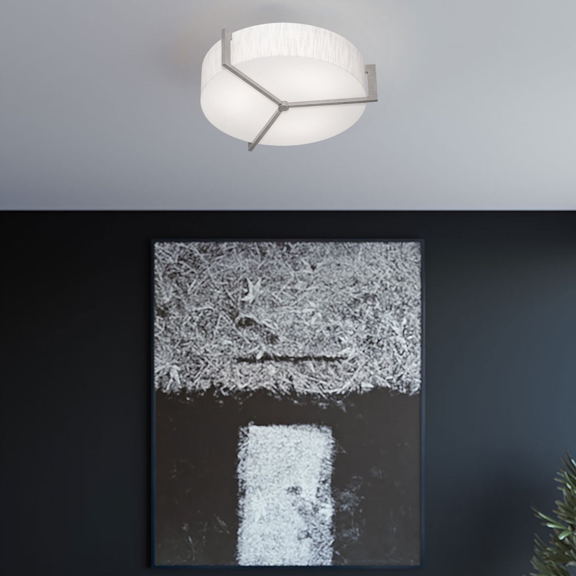 Apex 21" 3-Light Flush Mount, Linen White/Grey Finish