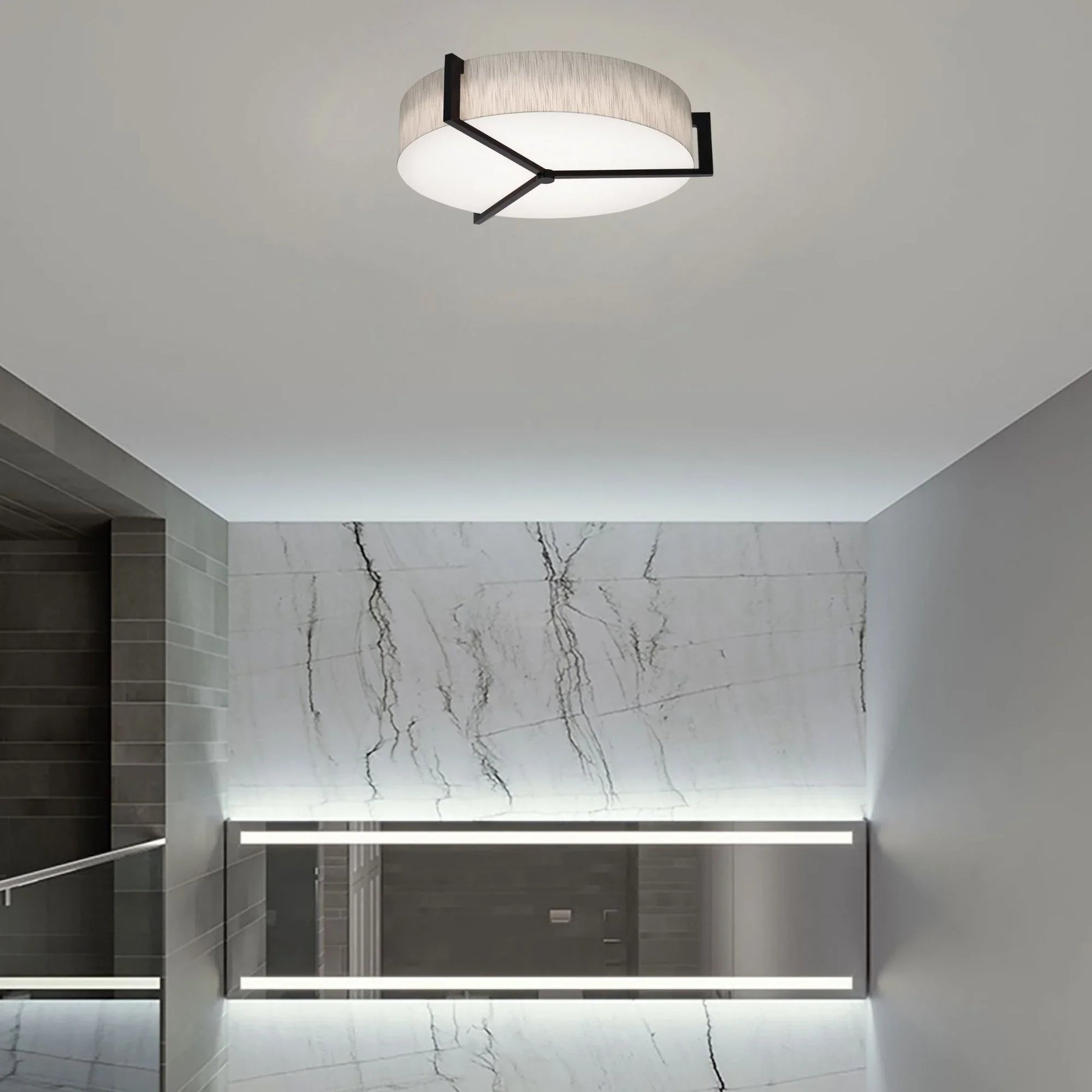 AFX Lighting - Apex 27" 3-Light Flush Mount, Jute/Espresso Finish | Bees Lighting