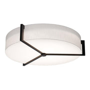 Apex 33" LED Flush Mount, Linen White/Espresso Finish