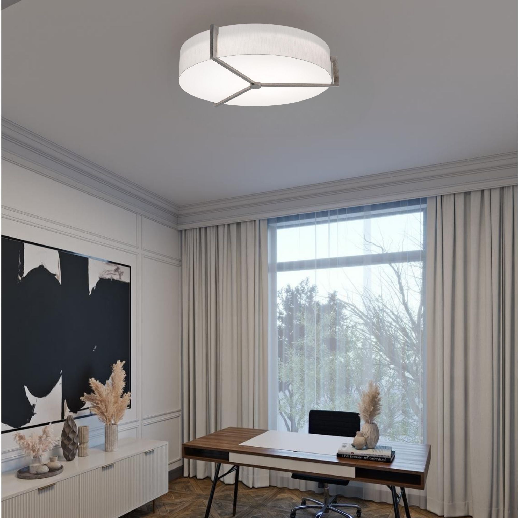Apex 33" LED Flush Mount, Jute/Grey Finish