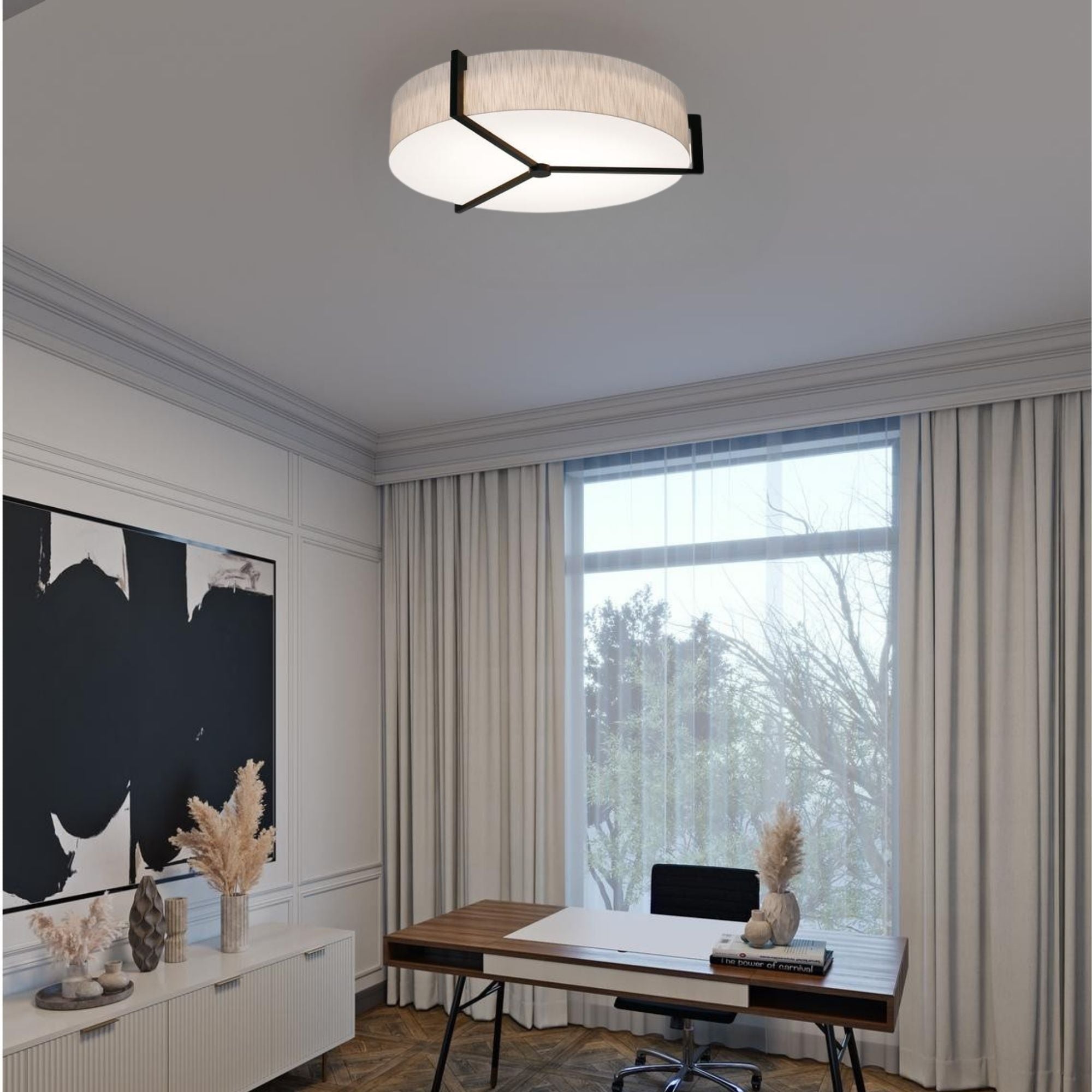 Apex 33" 4-Light Flush Mount, Jute/Espresso Finish
