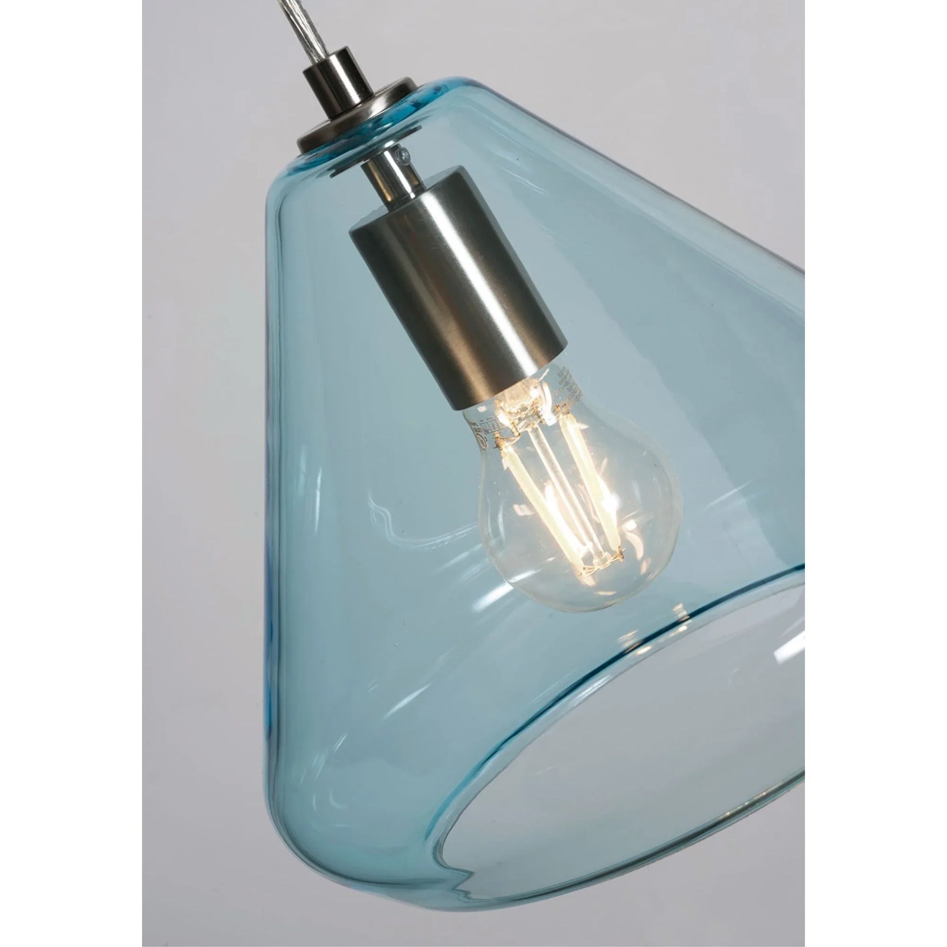 Armitage 10" Pendant, Satin Nickel & Aqua Shade - Bees Lighting
