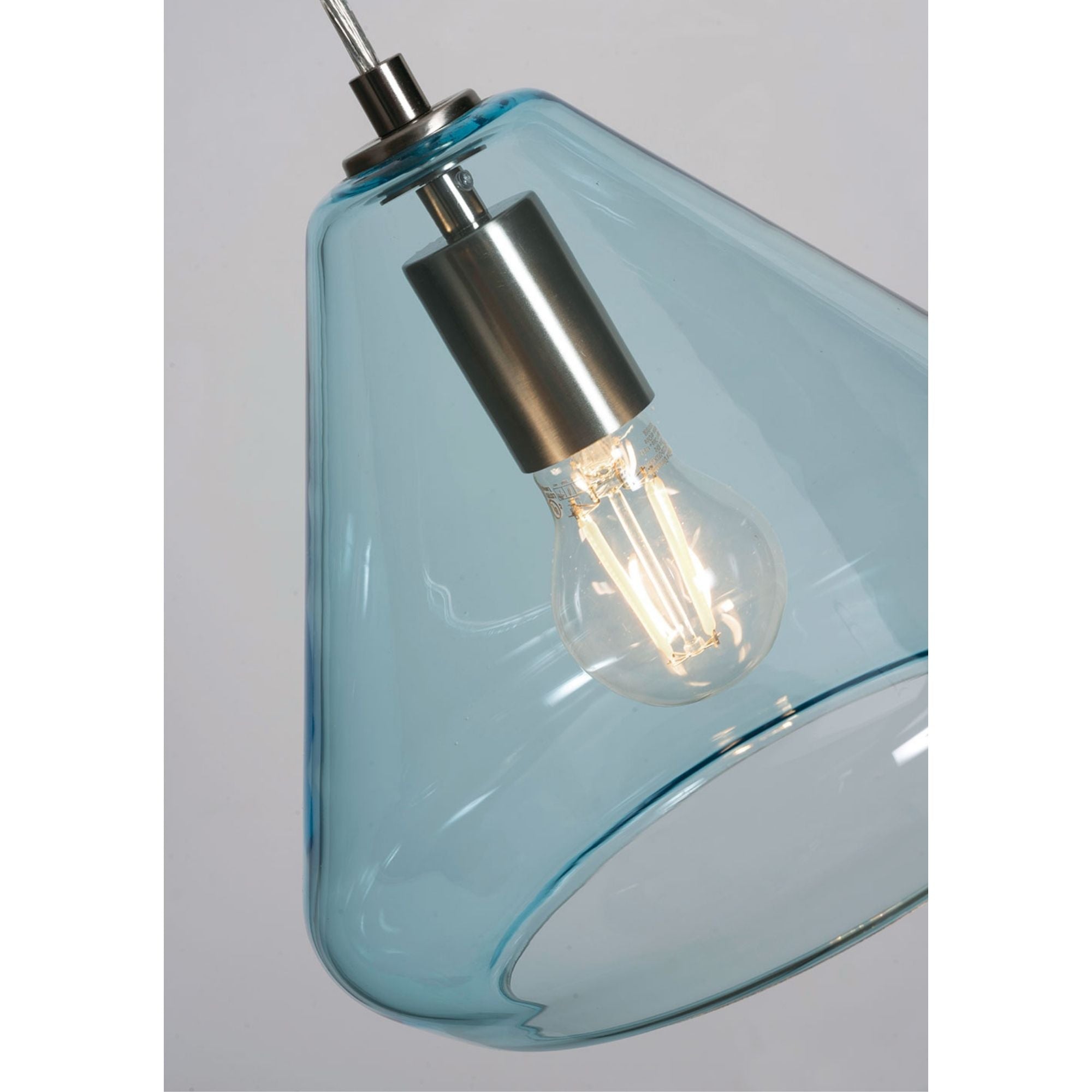 Armitage 41 in. 3 lights Pendant Light Satin Nickel finish with Aqua shade - Bees Lighting