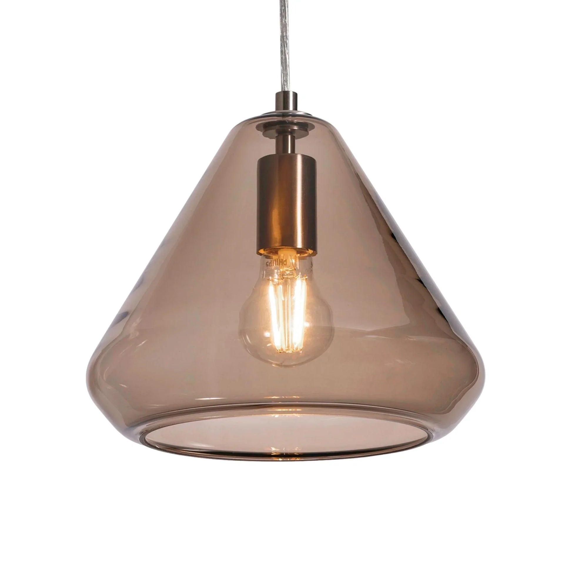 Armitage 10" Pendant, Satin Nickel & Brown Shade - Bees Lighting