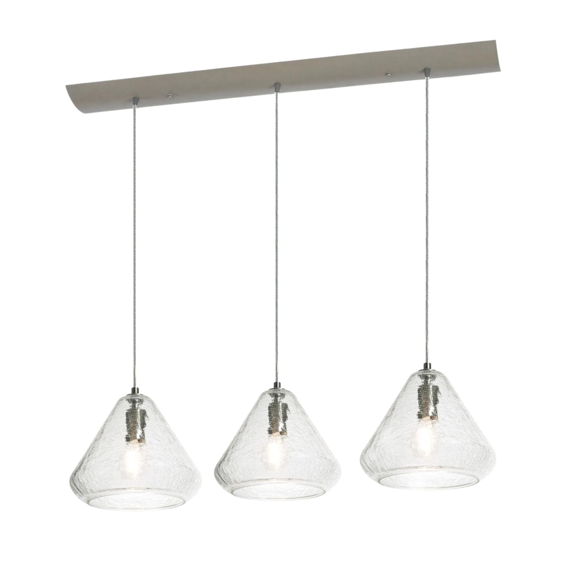 Armitage 41 in. 3 lights Pendant Light Satin Nickel finish with Clear Crackle shade - Bees Lighting