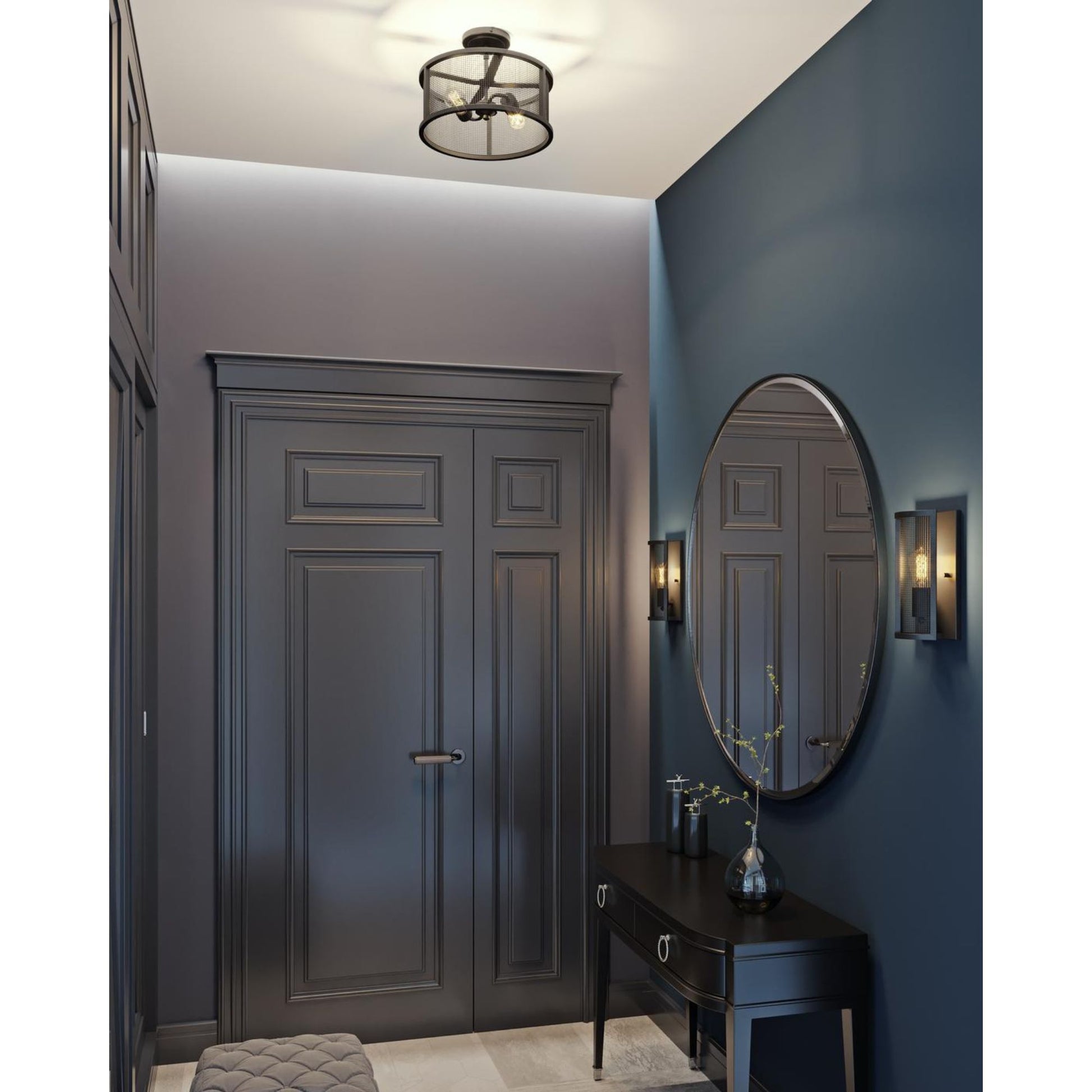 Austin 14" 2-Light Flush Mount, Bronze Finish - Bees Lighting