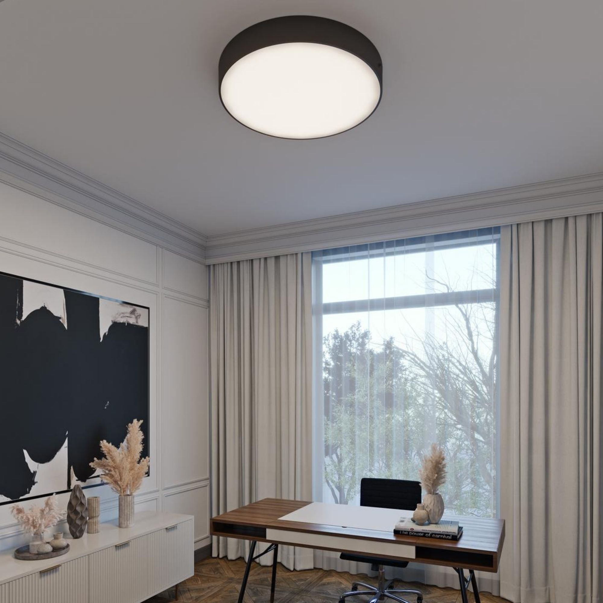 Bailey 12" LED Flush Mount, Black Finish