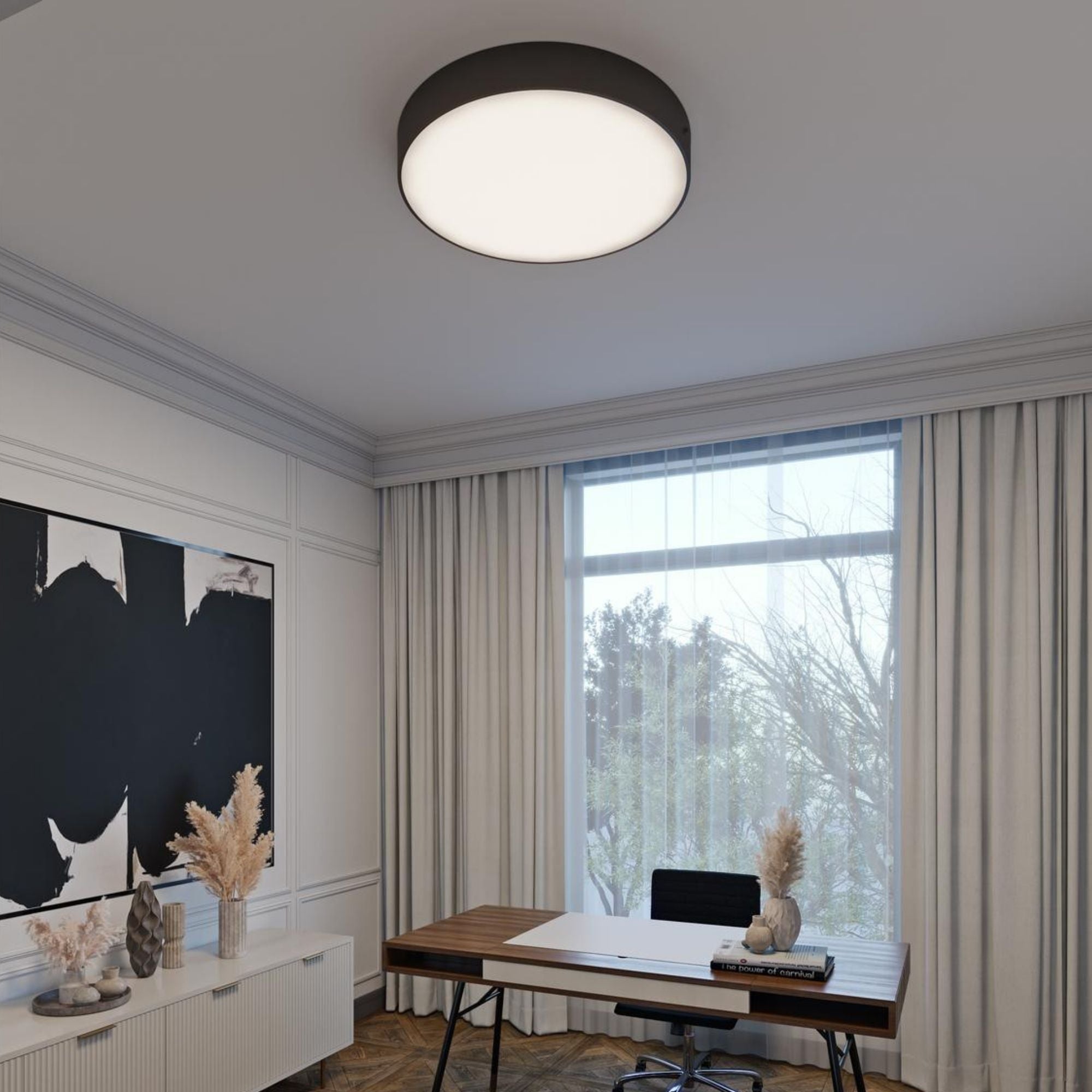Bailey 14" LED Flush Mount, Black Finish
