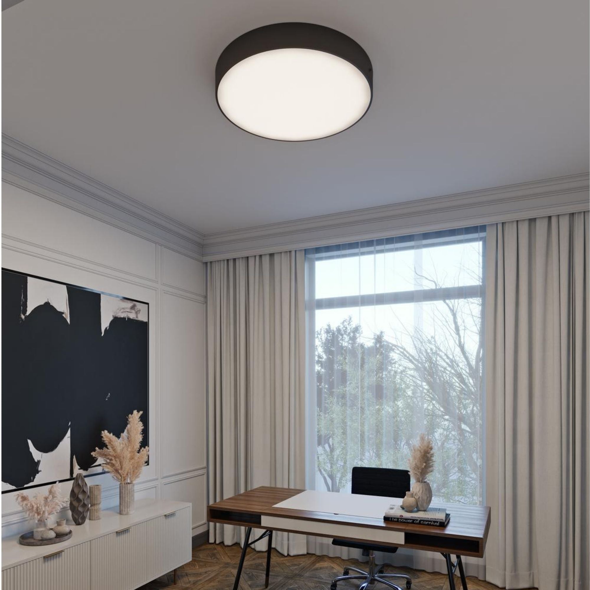 Bailey 30" LED Flush Mount, Black Finish