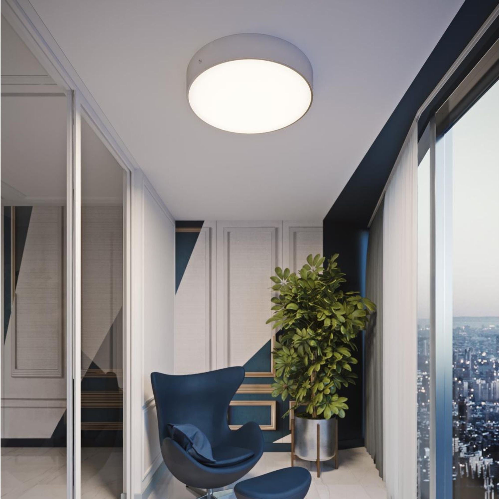 Bailey 30" LED Flush Mount, Satin Nickel Finish