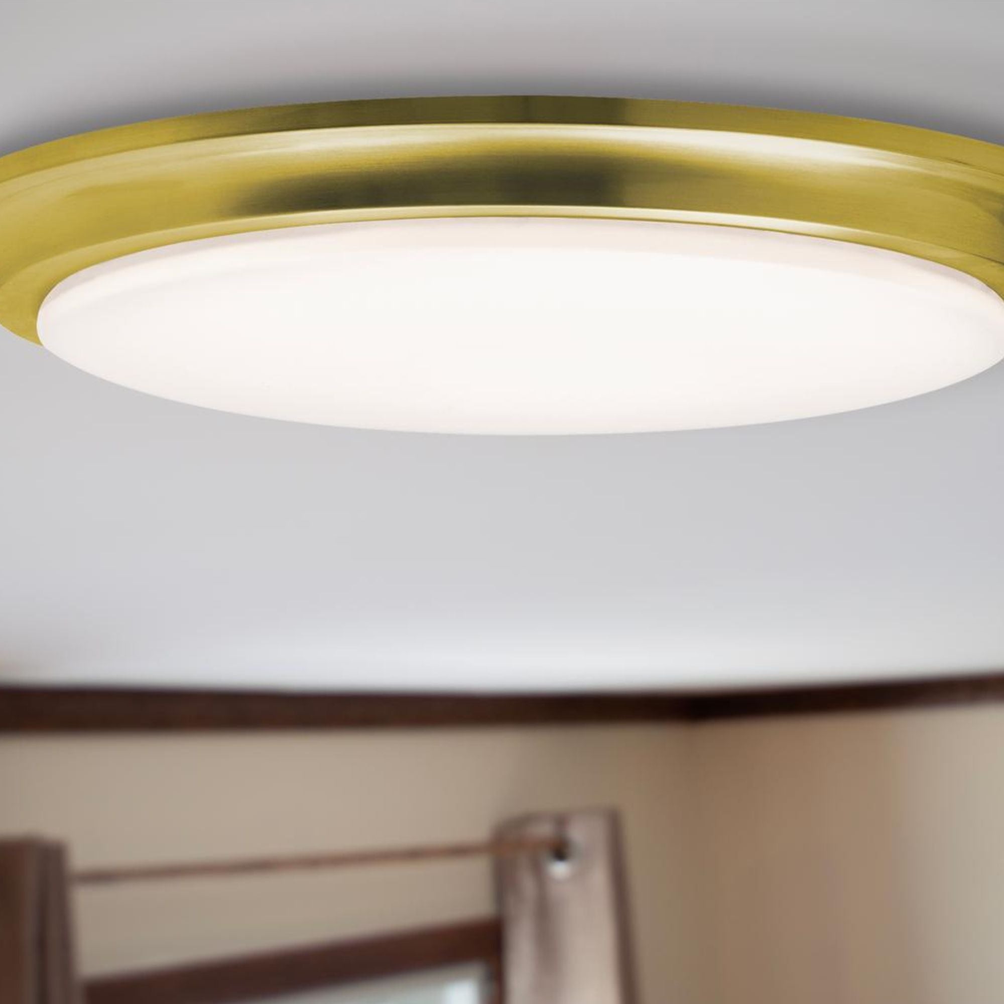 Baron 12" LED Flush Mount, Satin Brass Finish