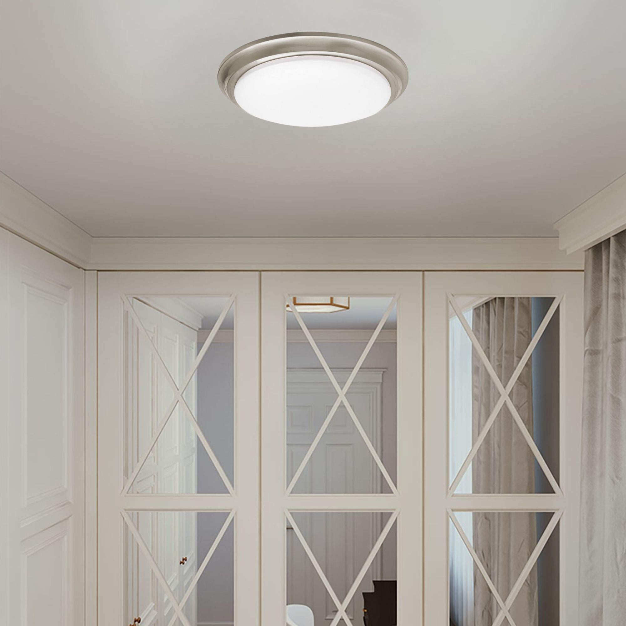 Baron 12" LED Flush Mount, Satin Nickel Finish