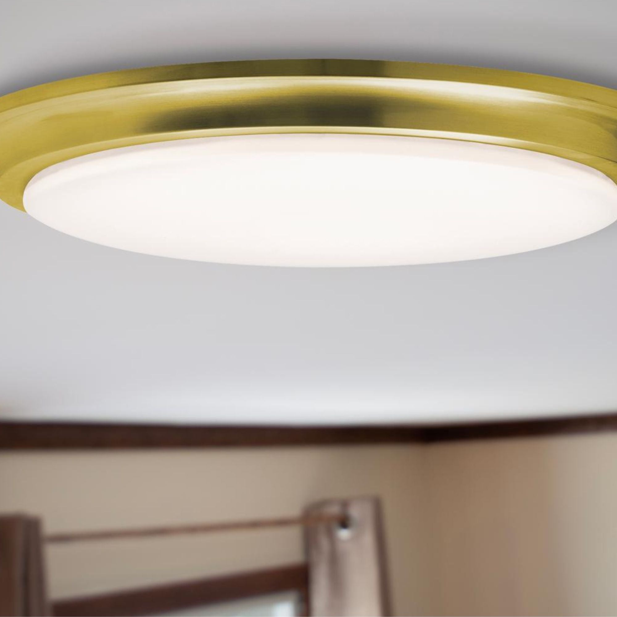 Baron 14" LED Flush Mount, Satin Brass Finish