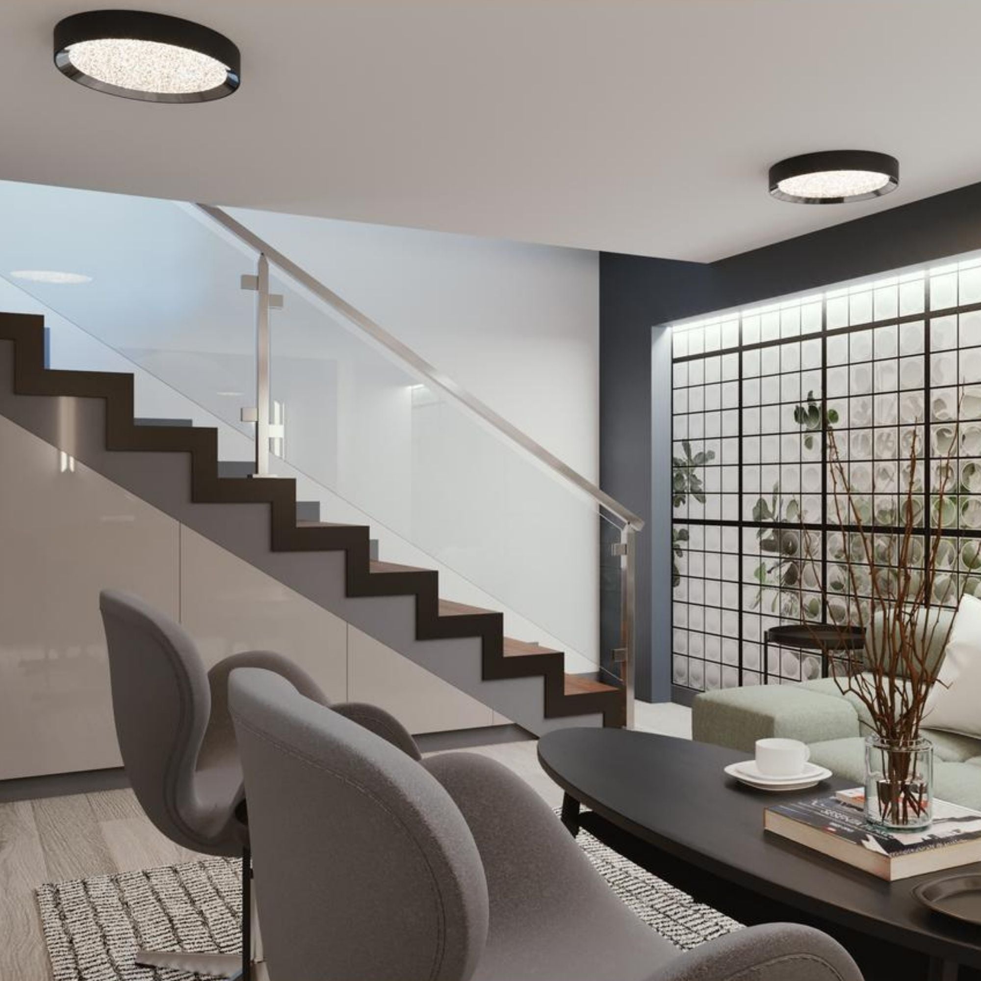 Belle 16 in. LED Flush Mount Light Selectable CCT Black finish - Bees Lighting