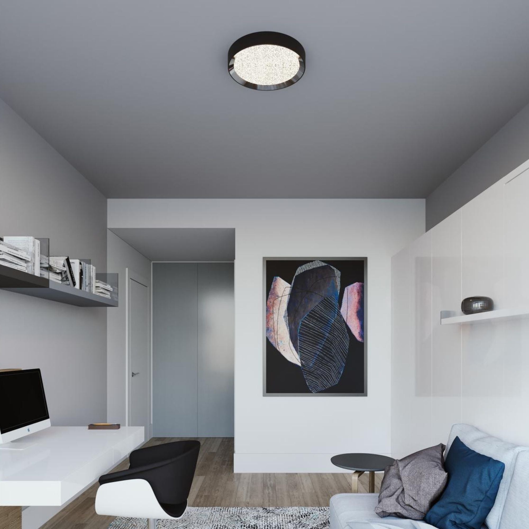 Belle 16 in. LED Flush Mount Light Selectable CCT Black finish - Bees Lighting