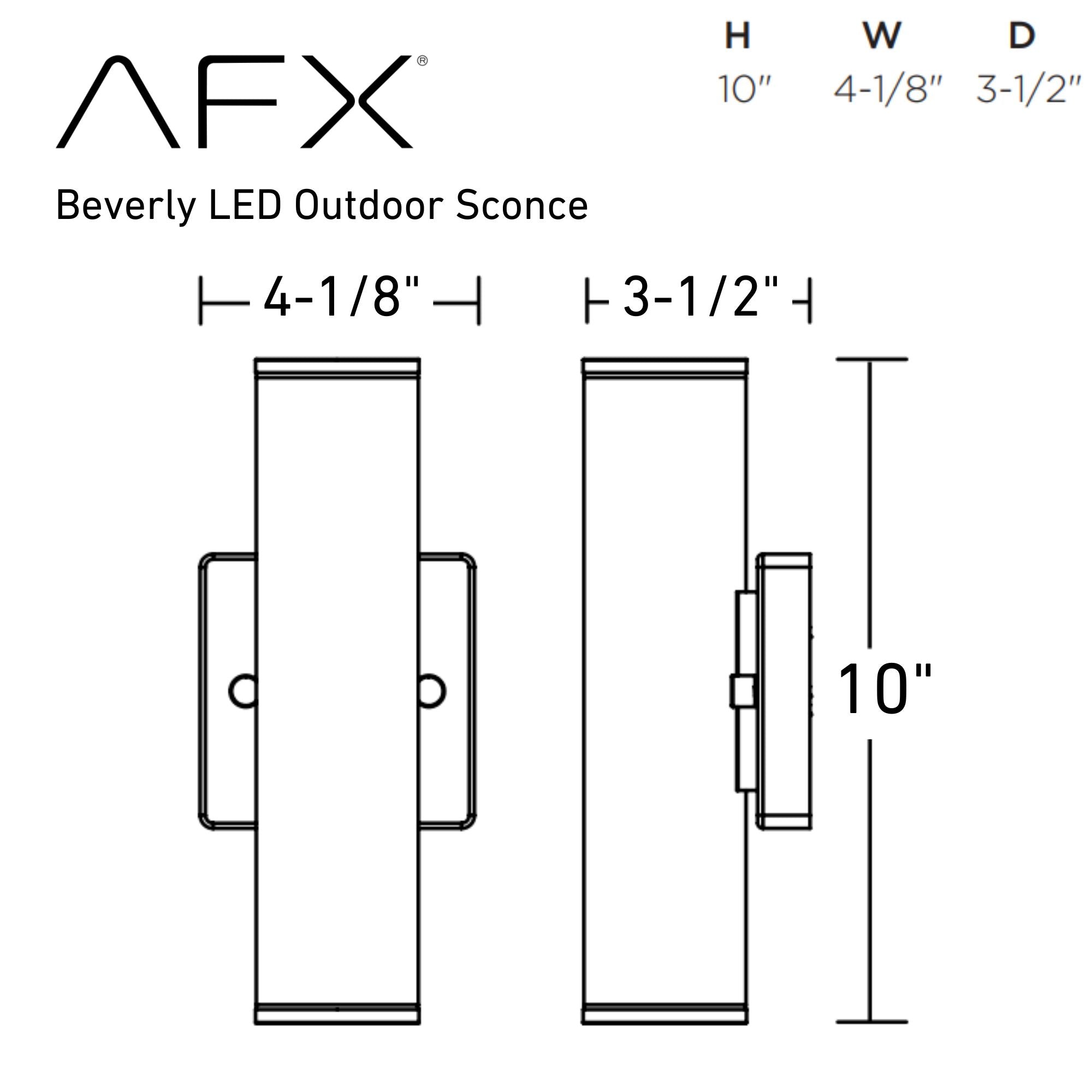 Beverly 10 in. LED Outdoor Wall Light 120-277V, Selectable CCT Satin Nickel - Bees Lighting